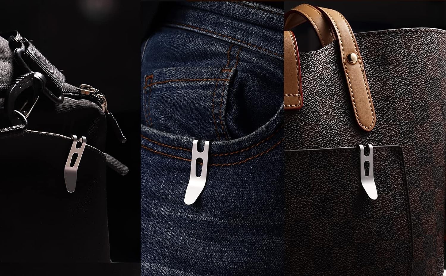 2PCS Deep Carry Pocket Clip Heavy Duty Stainless Steel Multi-Purpose Belt Clip