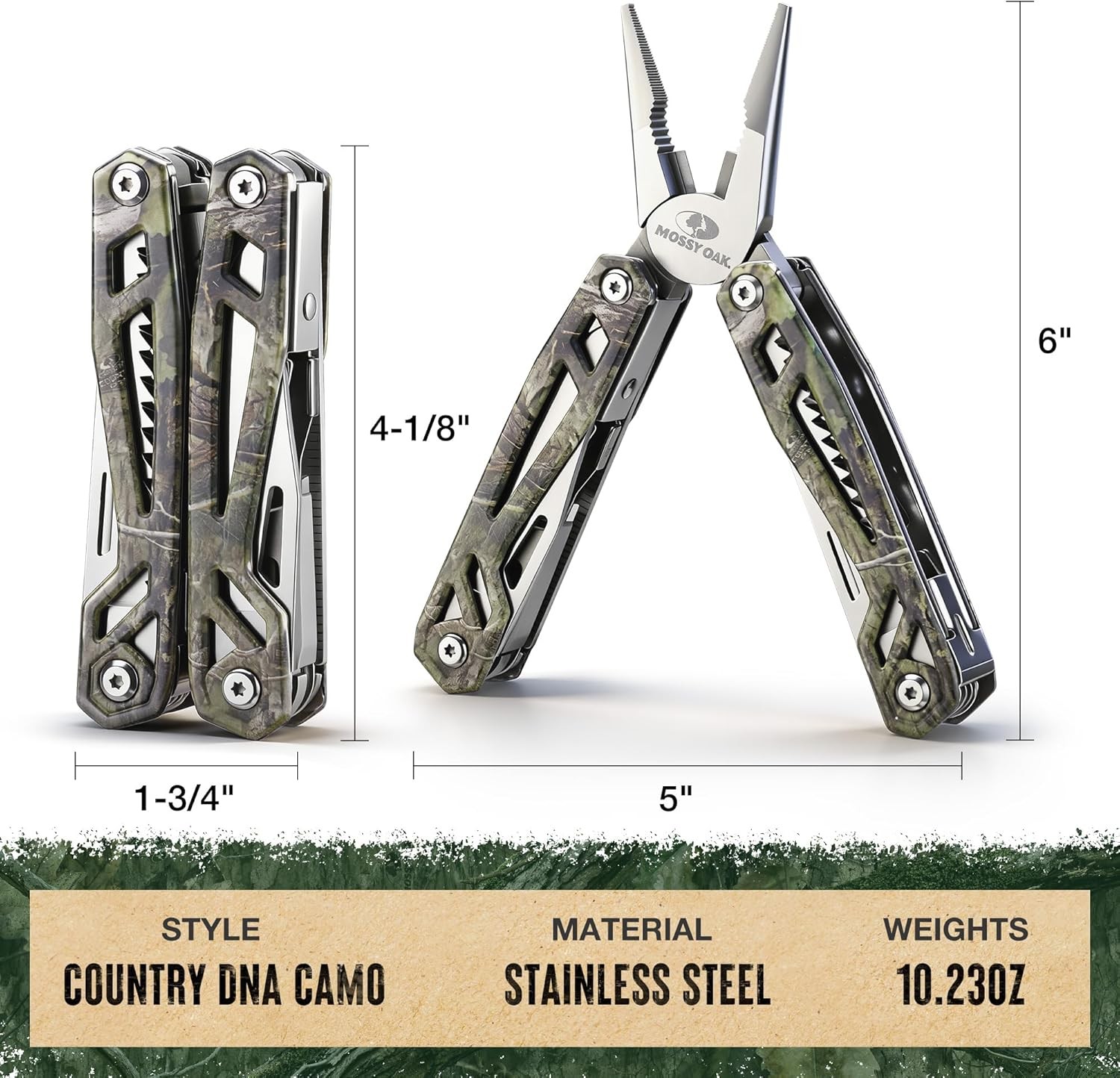 MOSSY OAK 22-in-1 Multitool Stainless Steel Plier Self-locking Knife with Sheath