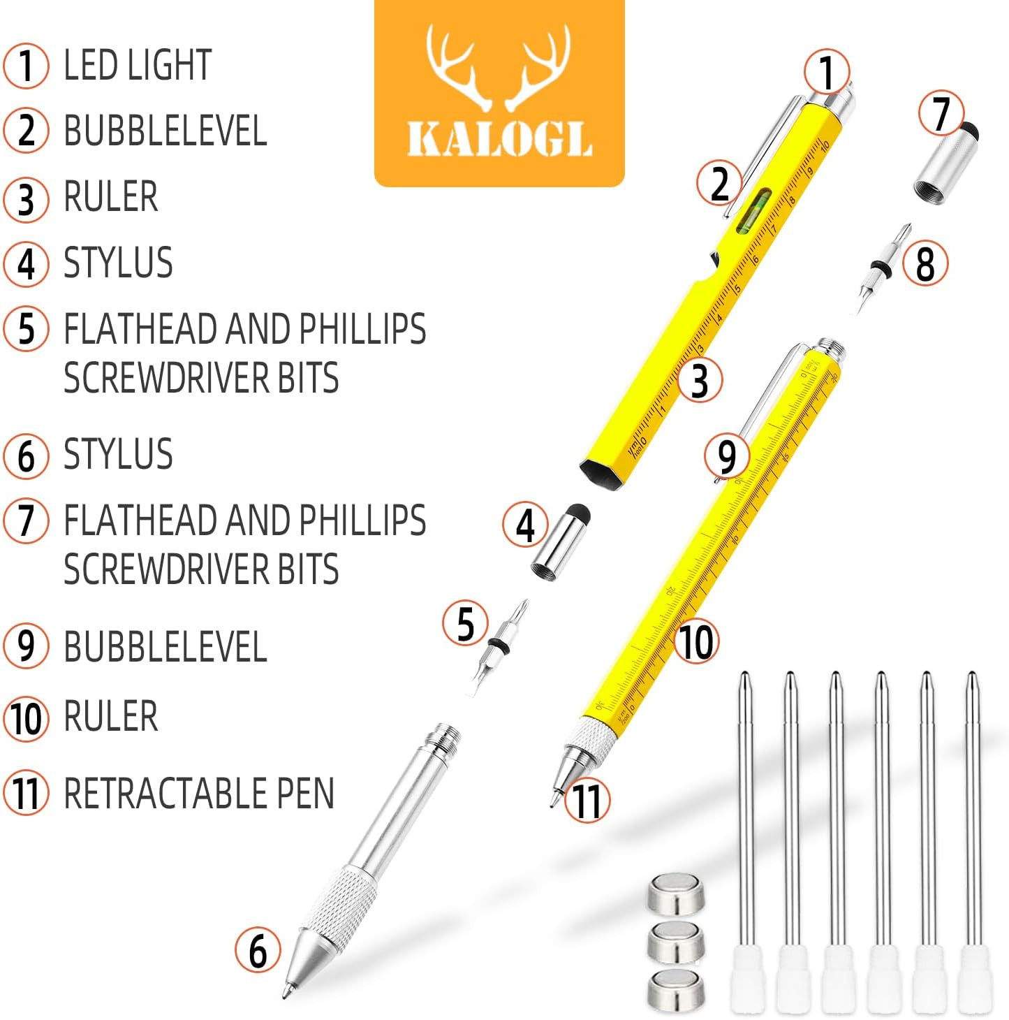 Gifts for Dad Men Him,2 Pack Multitool Pen,Multi-Tool Pen with [Stylus, Ballpoin