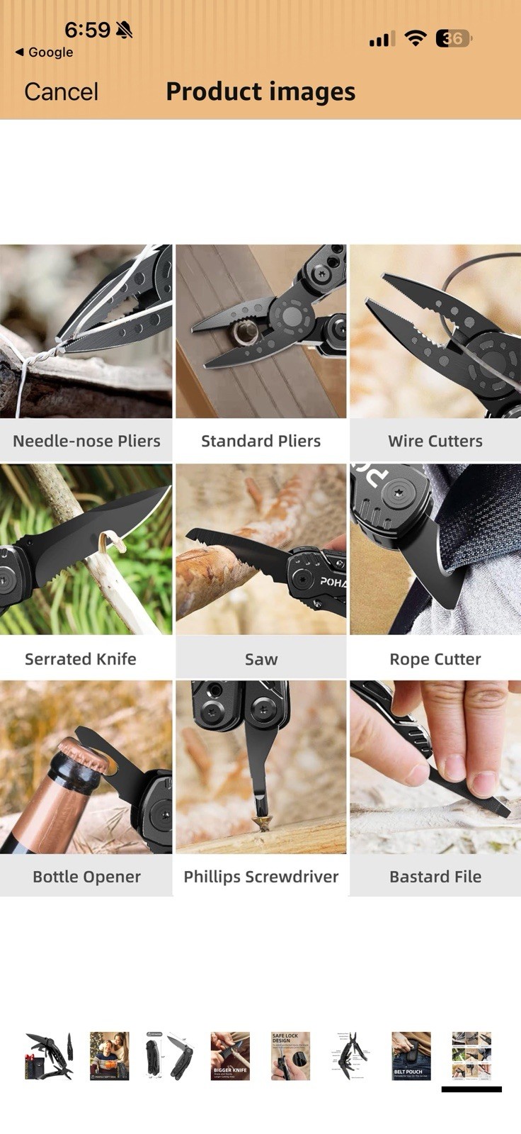 Pohaku Multitool Knife, 13 in 1 Pocket Multitool w/ Large 3″ Locking Blade- NIB
