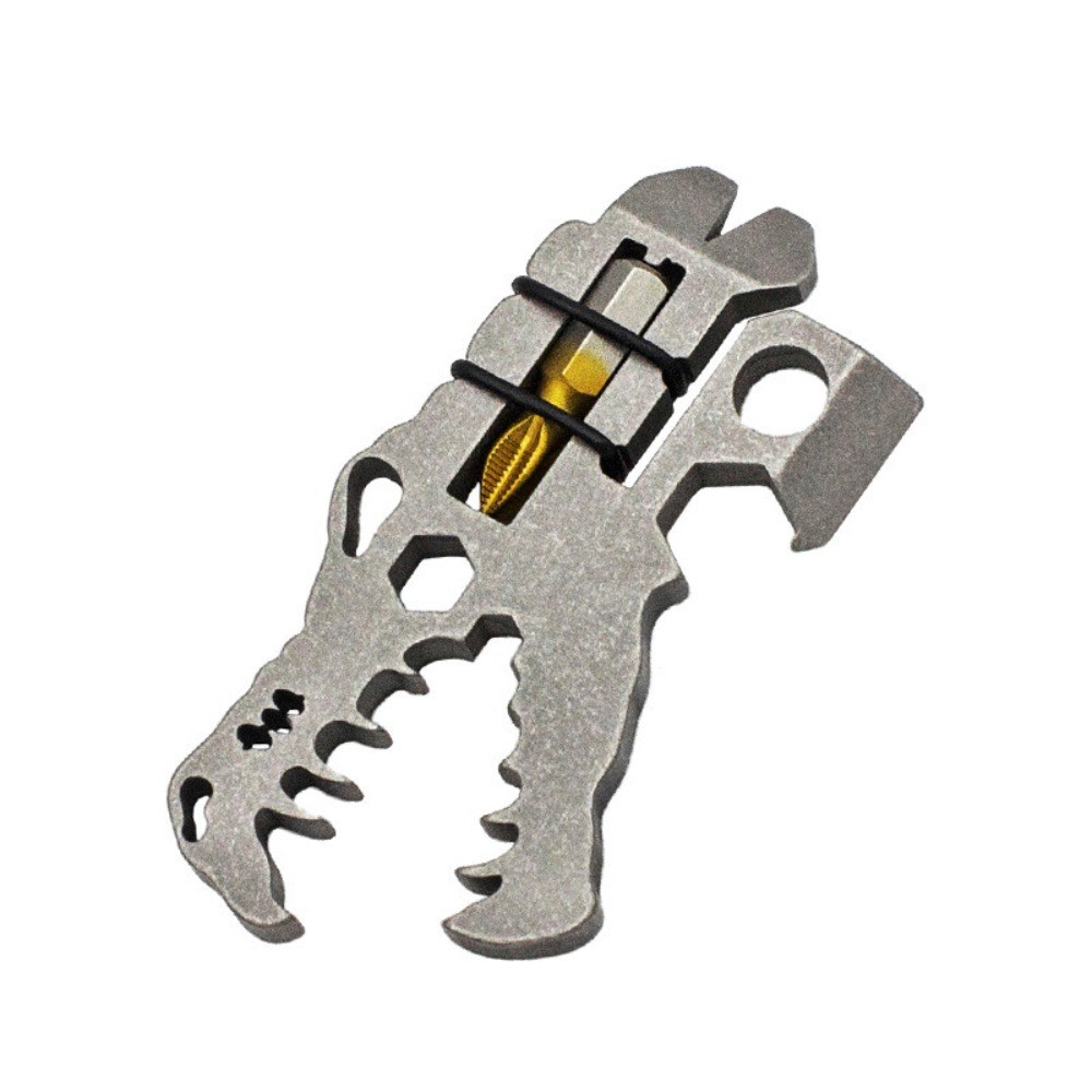 Titanium Alloy Pocket Multi Dinosaur Head Bottle Opener Pry Bar Screwdriver Tool