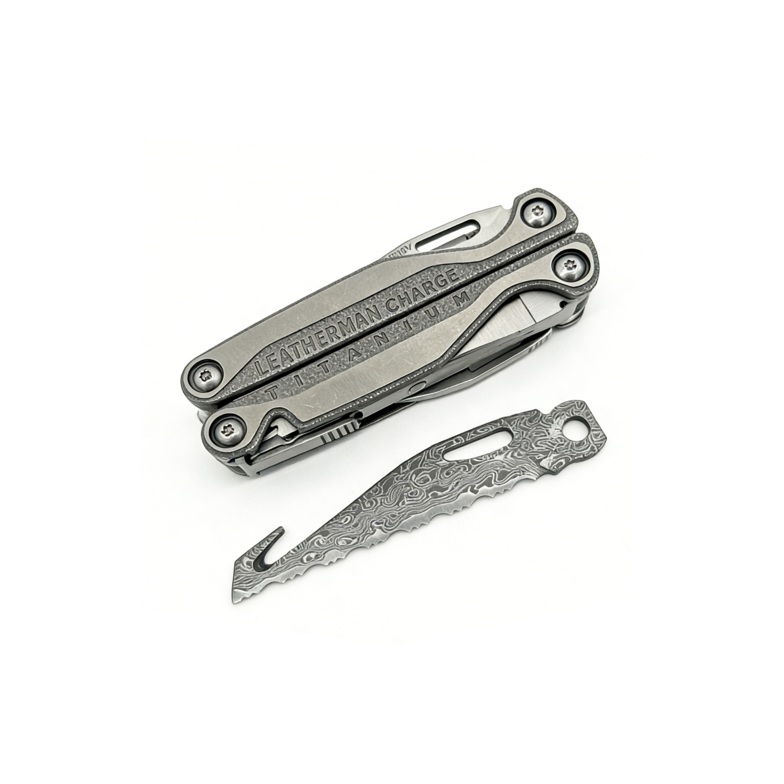 Custom VG10 Damascus (Serrated)Blade for LEATHERMAN CHARGE TTI/WAVE/SIG – CNC