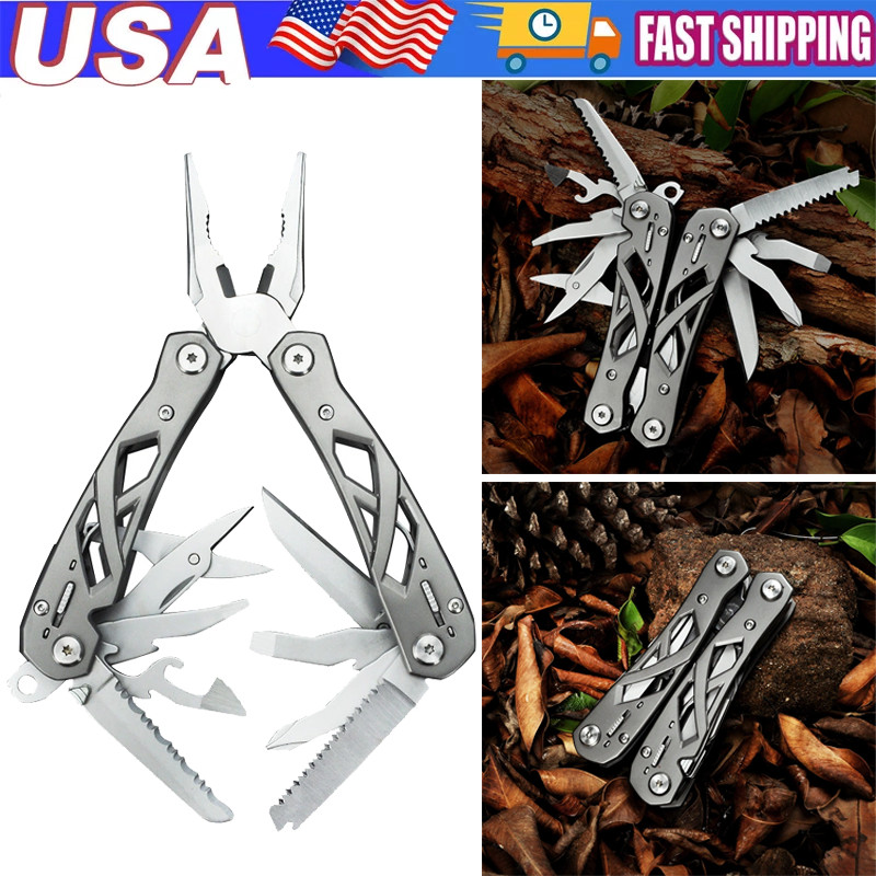 12 In 1 Pocket Knife EDC Multi Plier Multitool Needle Nose Pliers Wire Cutter