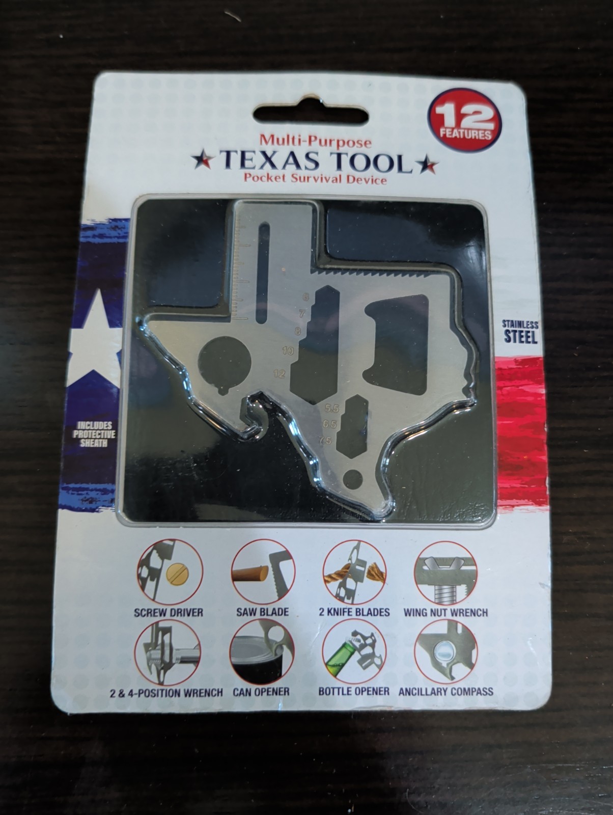 Set Of 3 Multi-Purpose Texas Tool Pocket Survival Device 12 Features