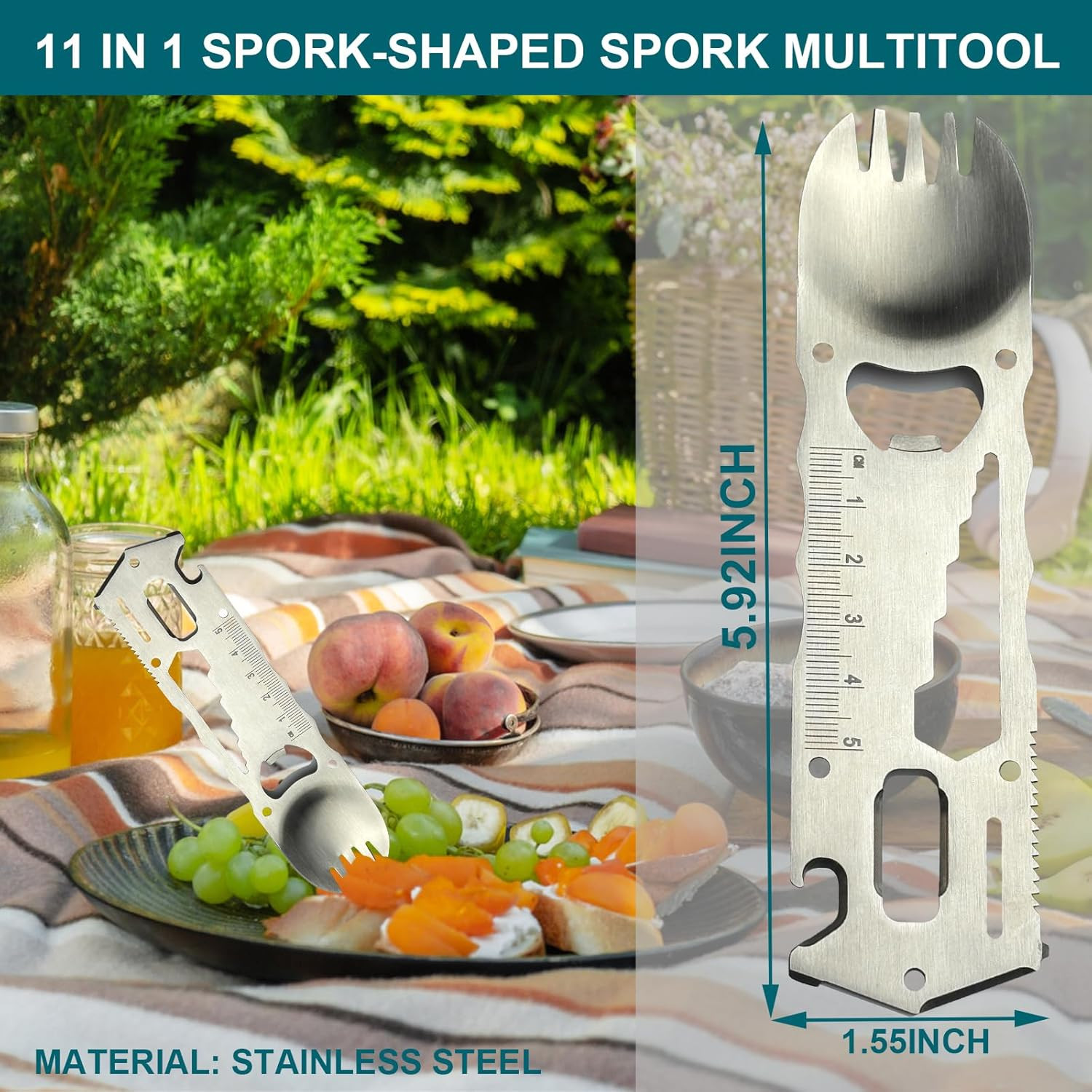 Unique Multitools Gadgets Gifts Idea – Fun Gifts Spork-Shaped 11 in 1 Small EDC