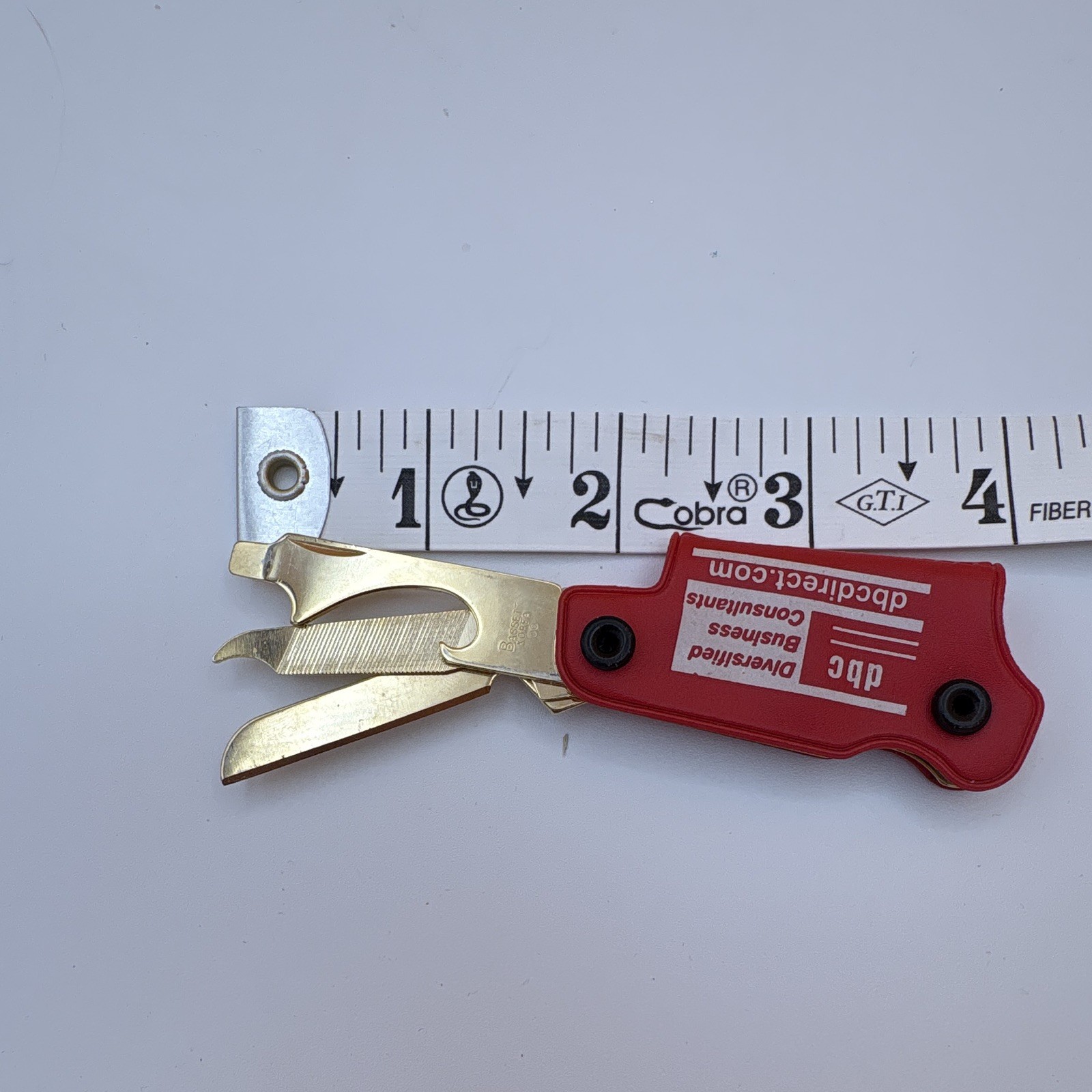 Bassett Red Multi-Tool File Bottle Opener Screwdriver 2in Metal Straight Edge