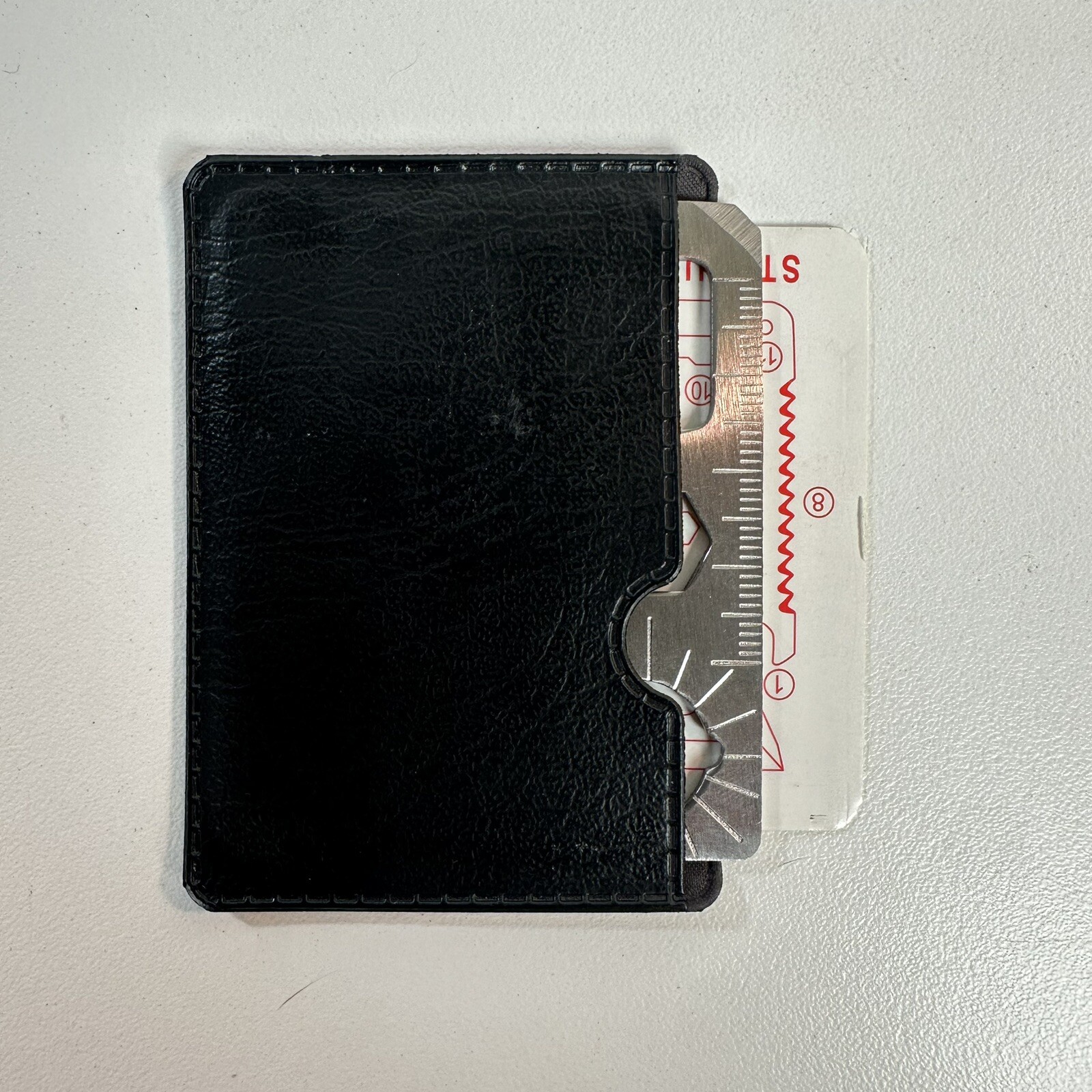 QTY 2 11 in 1 Stainless Steel Pocket Card Survival Tool with Leatherette Case