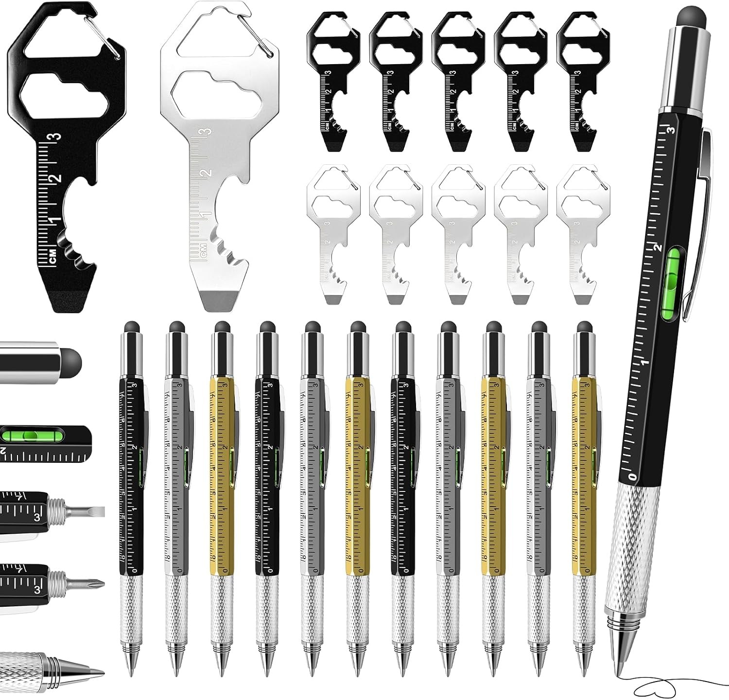 Bulk Fathers Day Dad Gifts, 24 PCS 6-in-1 Multitool Pens with Stainless Steel…