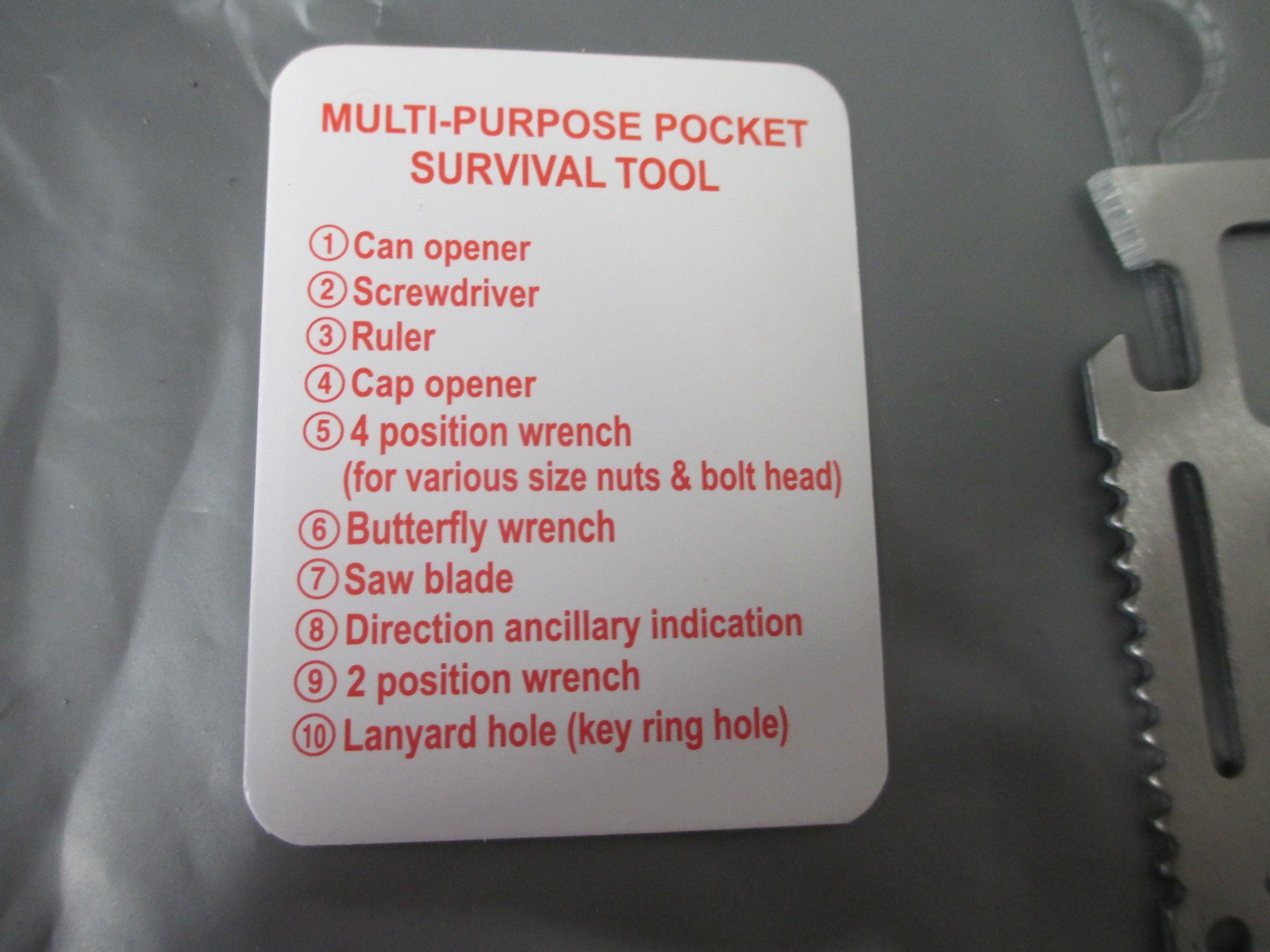 10 in 1 Multi Purpose Pocket Survival Tool Camping Thick Stainless Steel