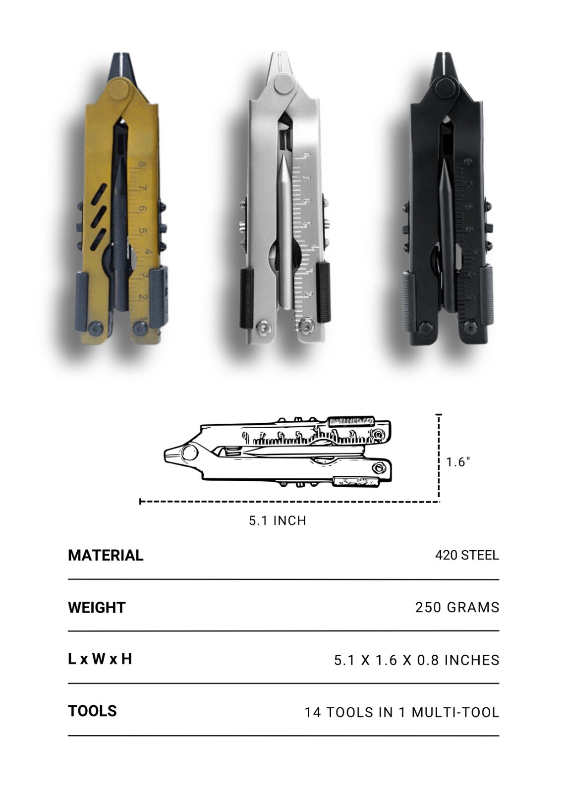 13-in-1 Folding Multi-Tool Pliers Knife Screwdrivers Wire Stripper EDC Camping