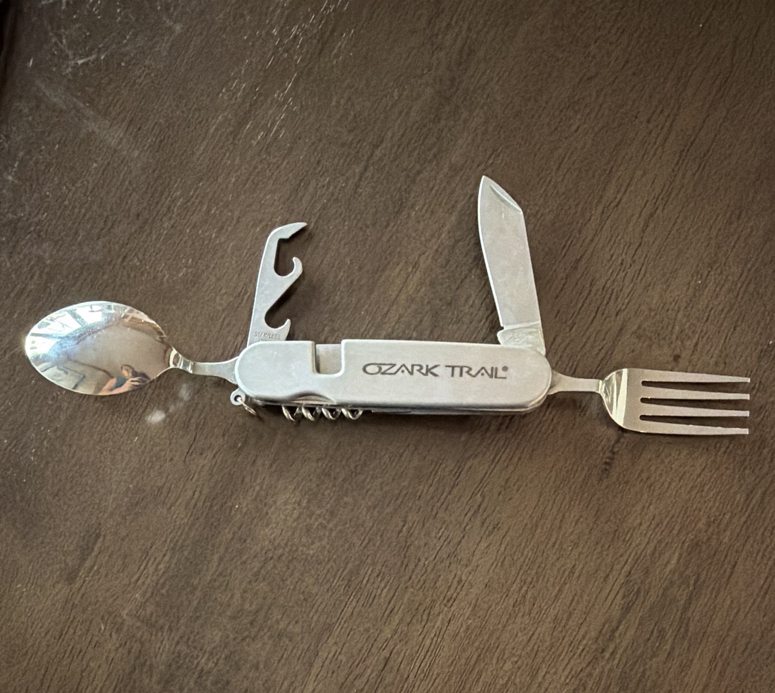 Ozark Trail 5-in-1 Camping Multi-Tool Spoon Fork Knife Corkscrew Opener SS