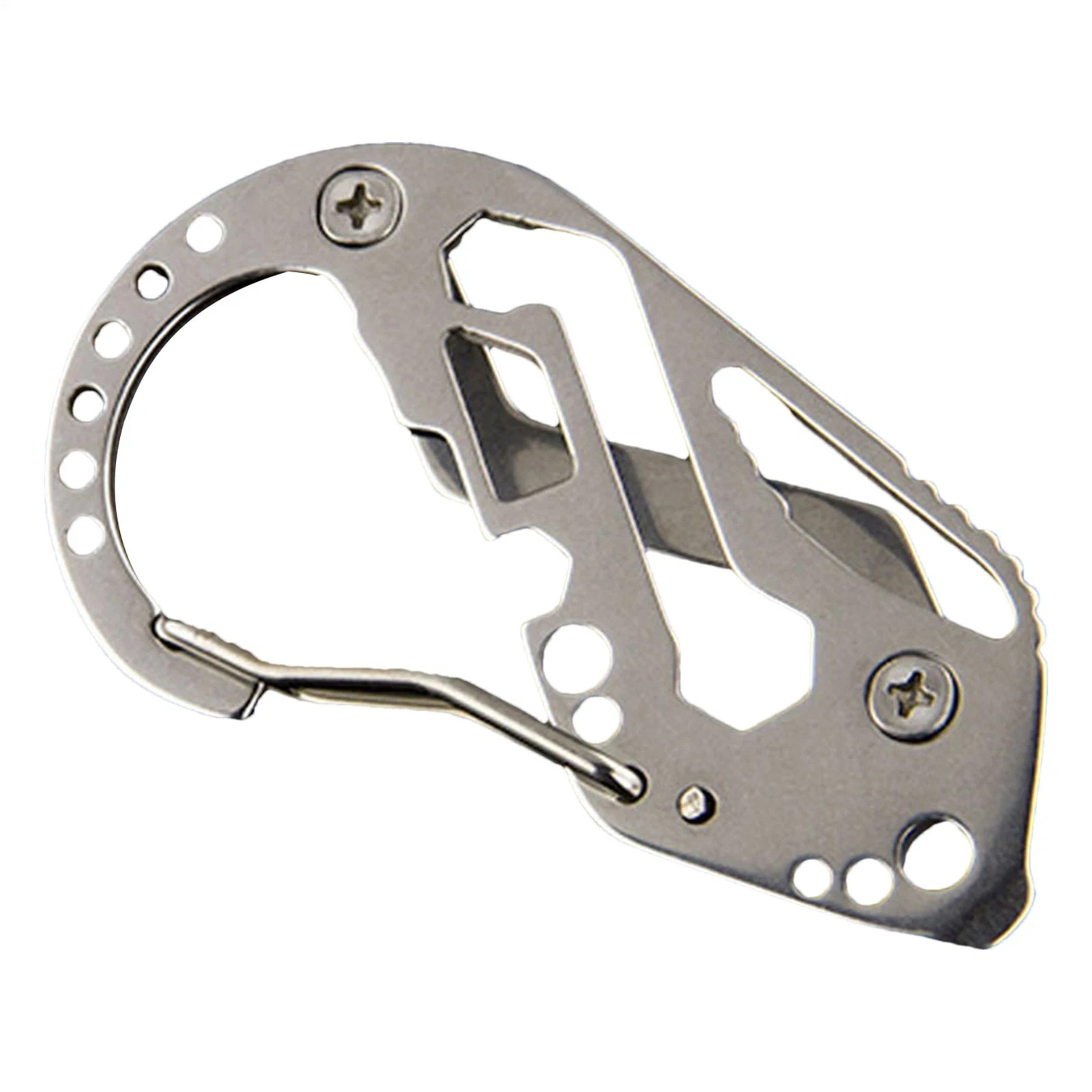 Stainless Multi Tool EDC Pocket Survival Carabiner Screwdriver Keychain Wrench**