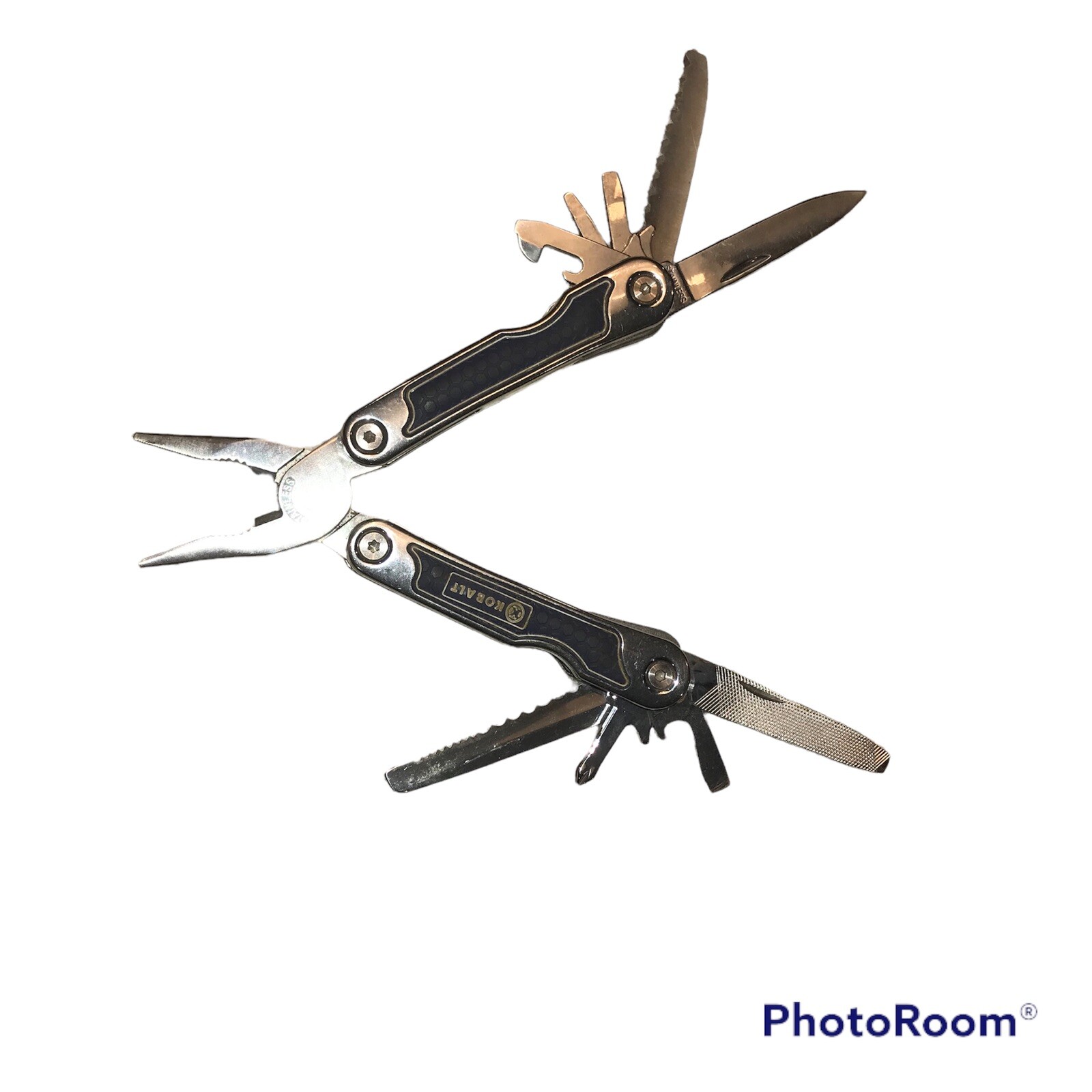 KOBALT MULTI TOOL PLIERS SAW KNIFE VARIOUS SCREW DRIVERS WIRE CUTTERS ETC