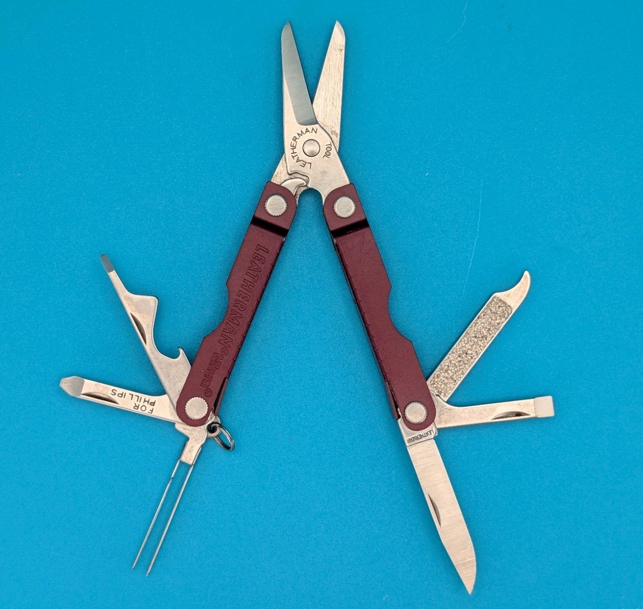 Leatherman Micra Multi-Tool, Knife, Scissors, Key Ring, Maroon Red!