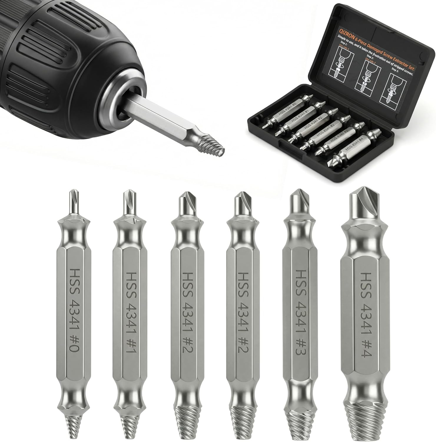 Damaged Screw Extractor Set Stripped Bolt Remover Drill Bit Kit- Gifts for Men,