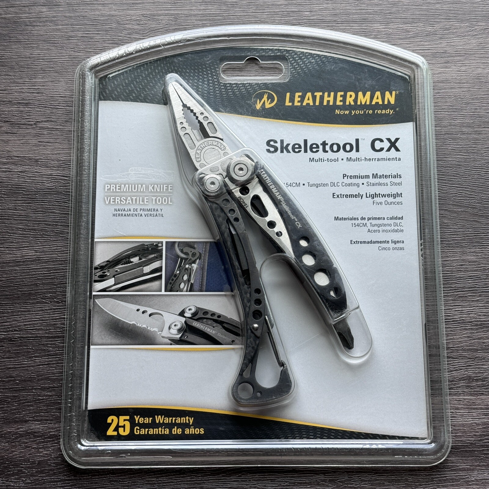 Leatherman Skeletool CX Carbon Fiber Handle Insert, Half-Serrated Blade, DLC