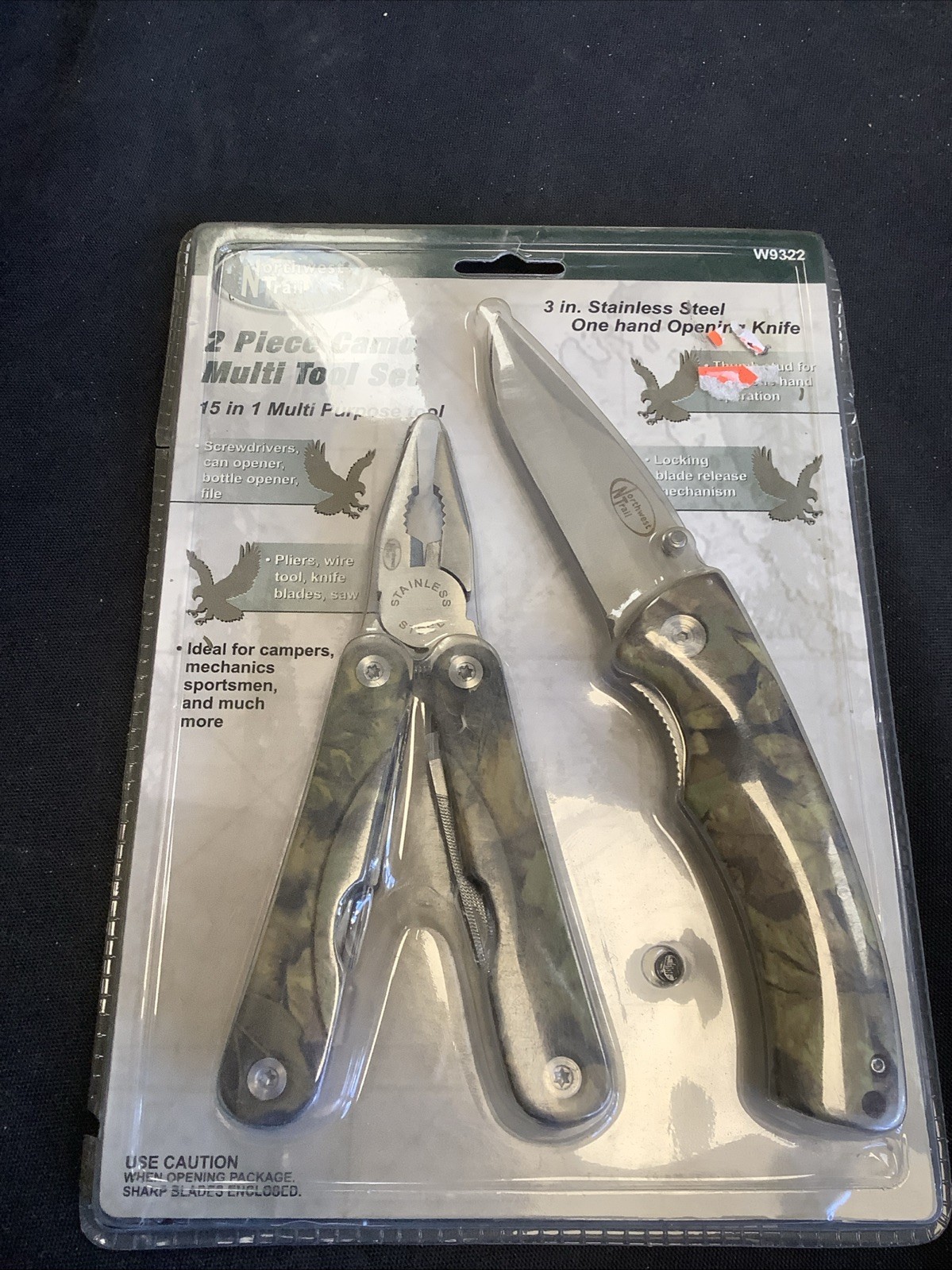 Northwest Trail 2 Piece Camo Multi Tool Set. W9322 F16