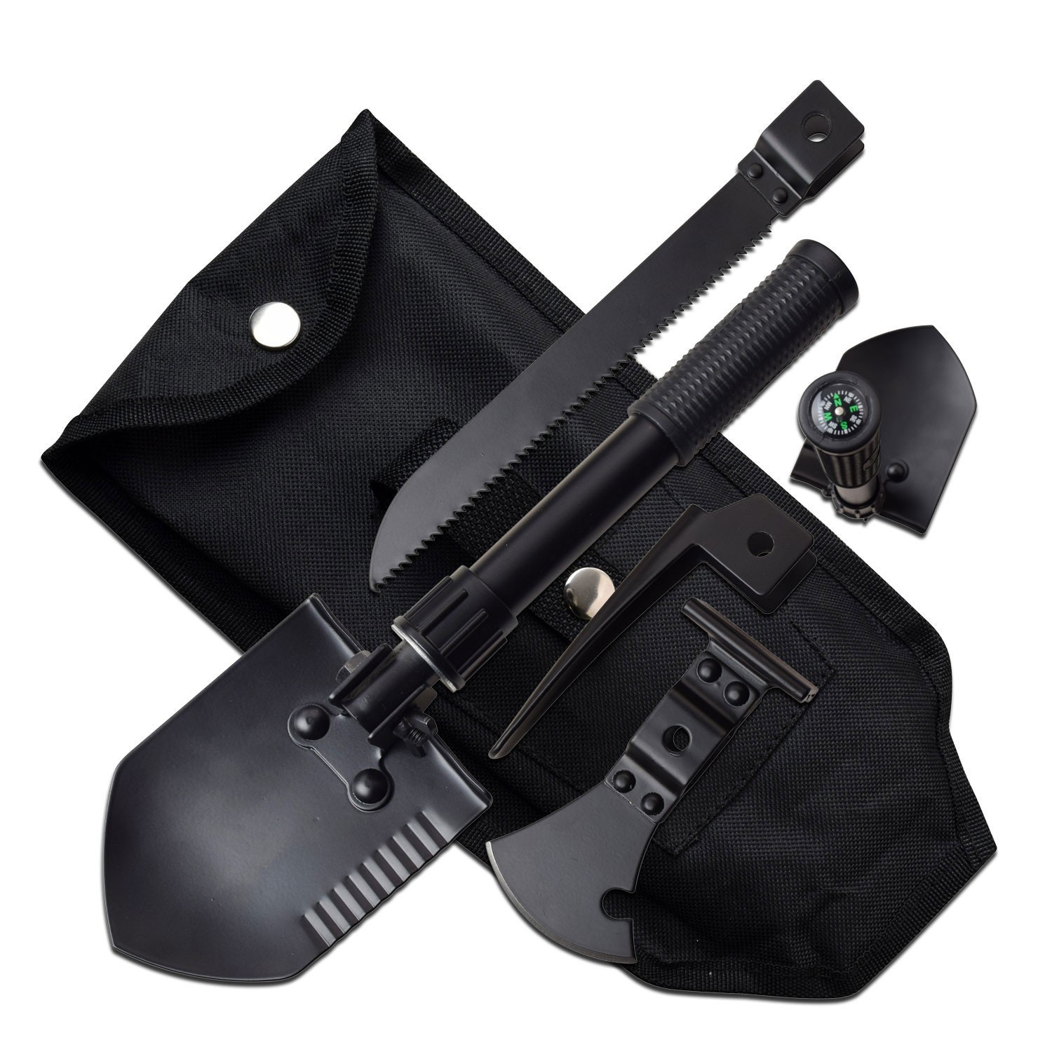 13.50″ Survivor 5-in-1 Multi-Purpose Tool w/Saw, Shovel, Spear, Axe, & Hammer
