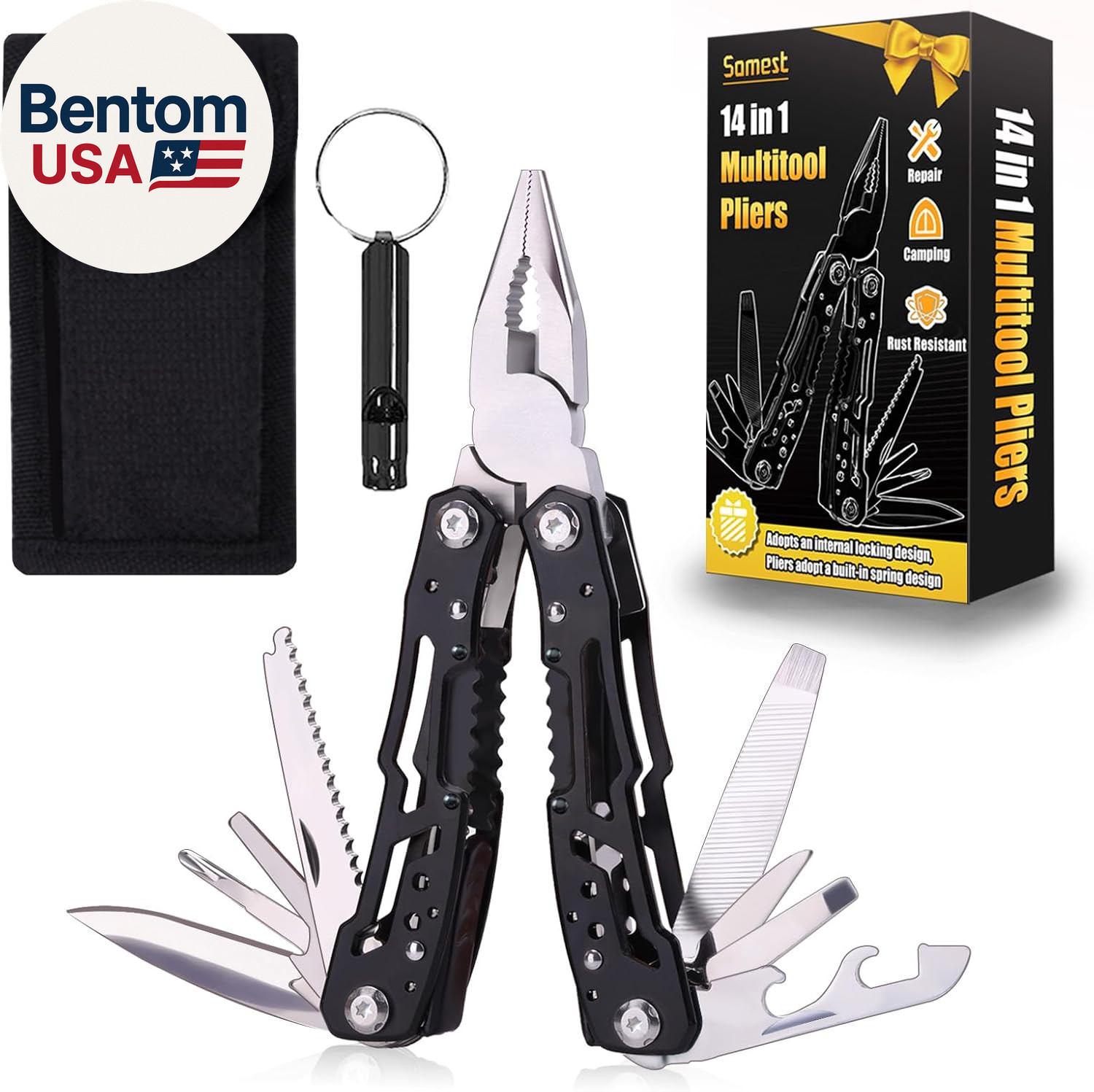 14 in 1 Multitool Pliers Gives One Whistle as a Gift, Professional Pocket Pliers