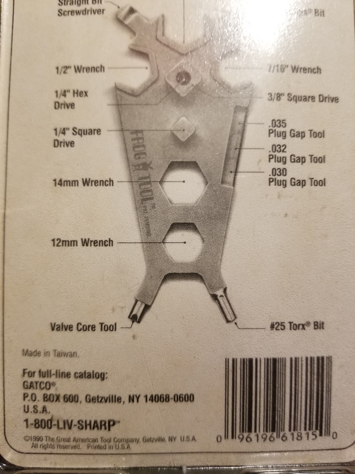 GATCO Frog Tool, a 15-function multi-tool made of stainless steel.