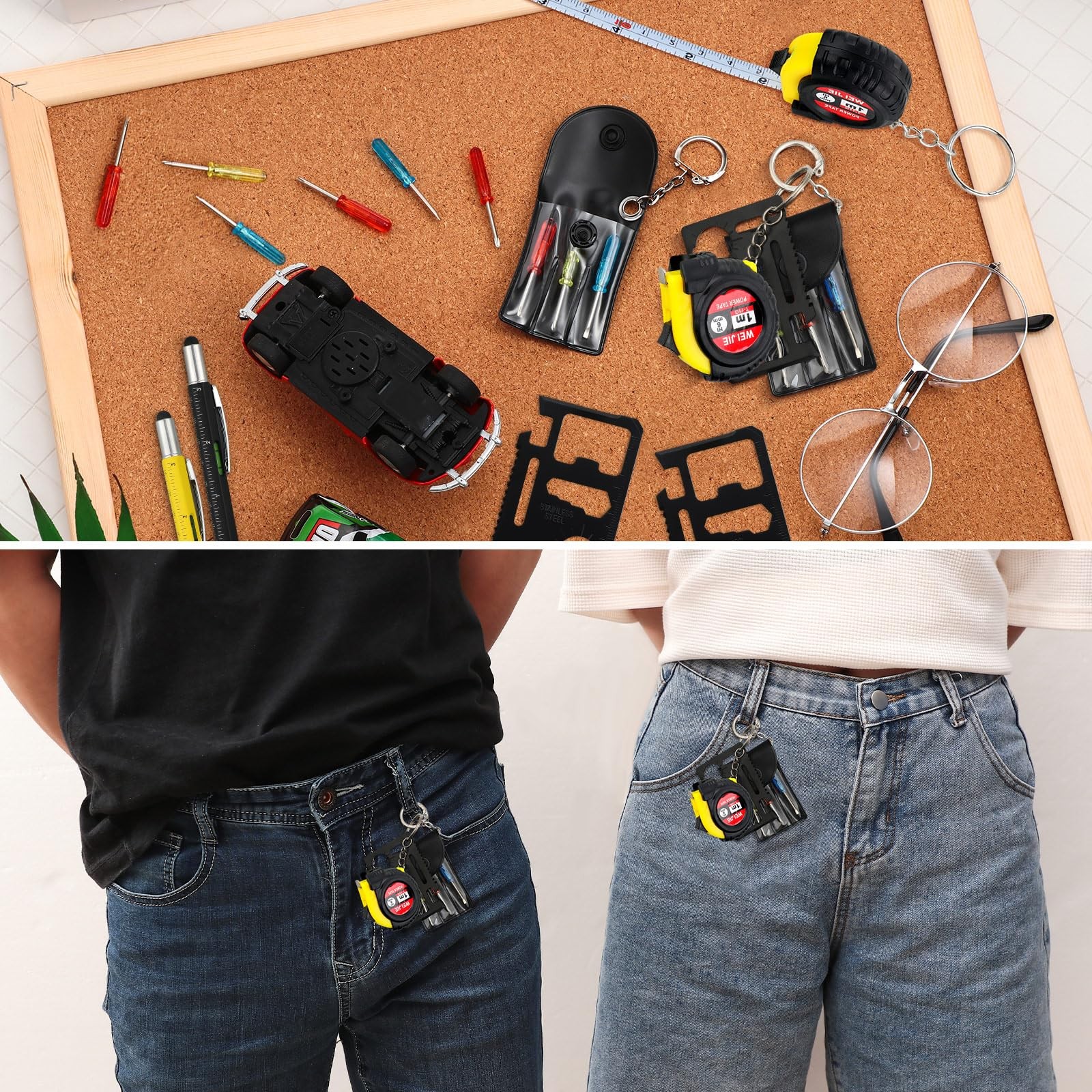 144 Pcs Mini Screwdriver Tape Keychain Set Multitool Pen Card Father’s Gifts …