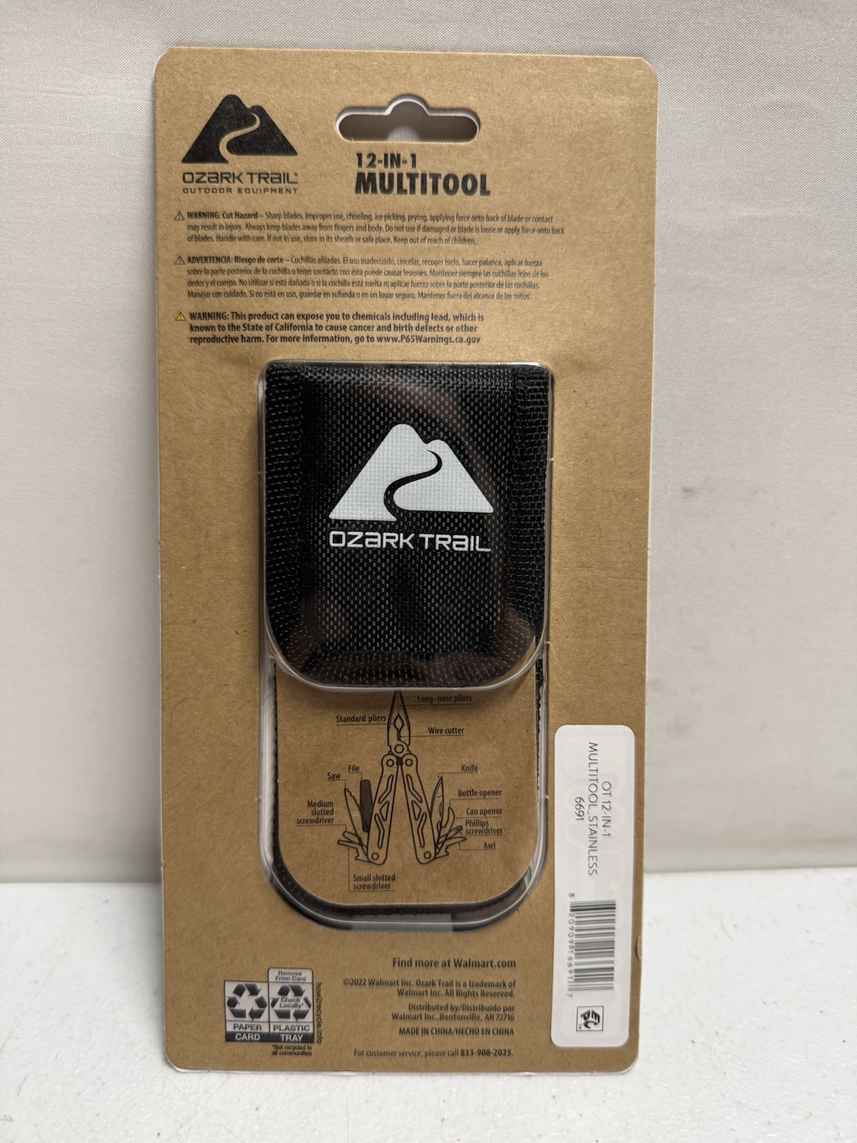 Ozark Trail 12 in 1 Multi-Tool Stainless Steel With Nylon Sheath New In Package