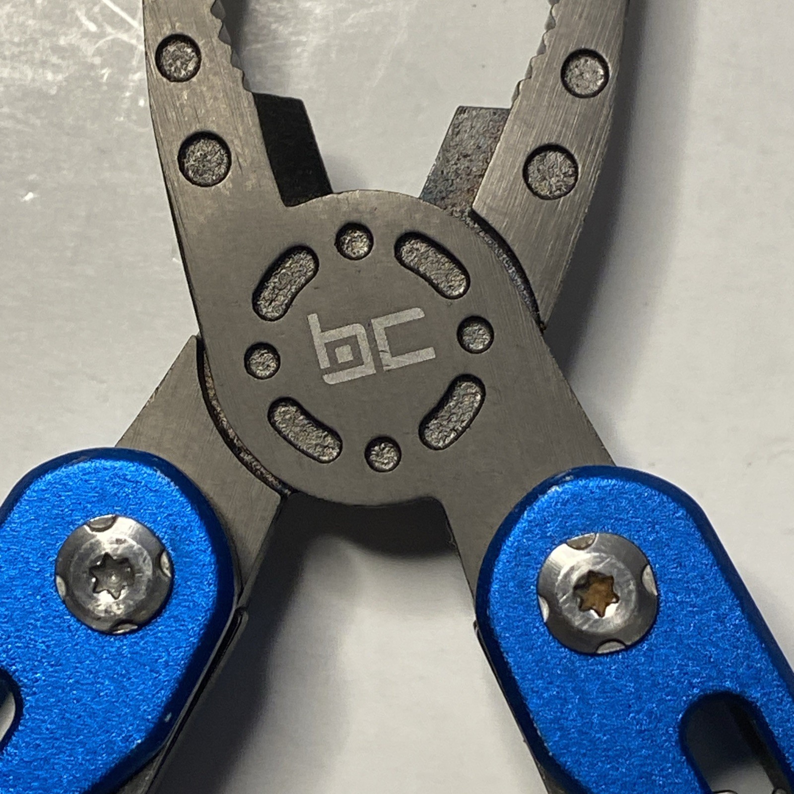 Multi Mate BC Live Bold Folding Multitool Pliers Blue Handles w/ Nylon Sheath