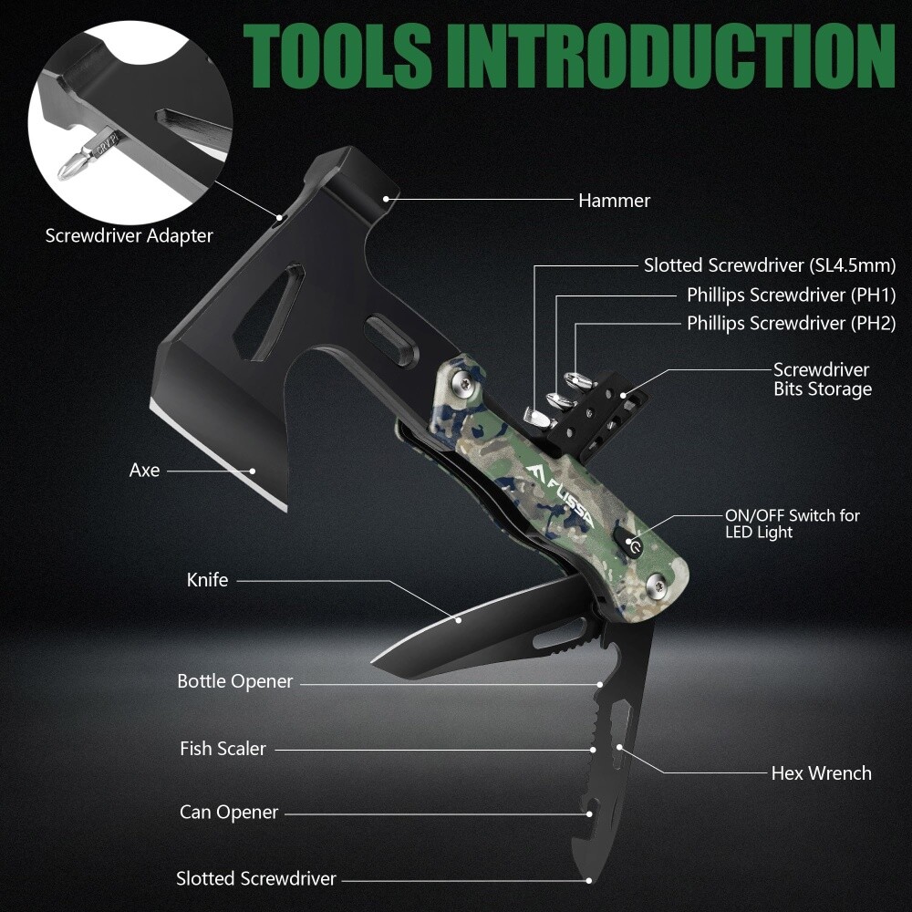 Multi Tool Axe Hammer Multitool Hatchet Stainless Steel EDC Pocket Knife