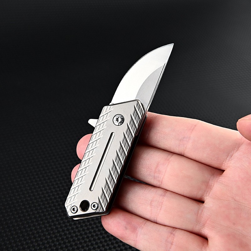 Mini Titanium Folding Knife D2 Blade Outdoor Survival Pocket Keychain EDC Tool