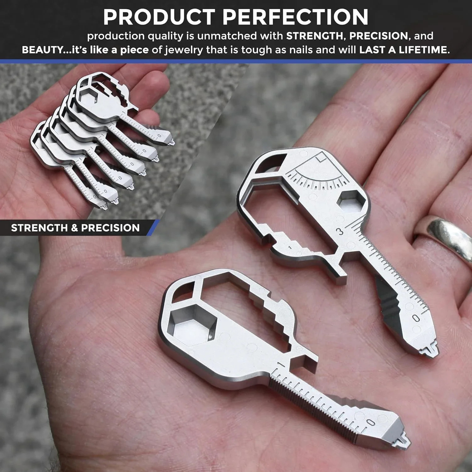 Multi-tool | Original Key Shaped Pocket Tool | Stainless Steel Keychain Utility