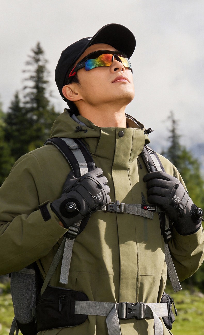 Button style windproof and cold proof outdoor hiking and cycling warm gloves
