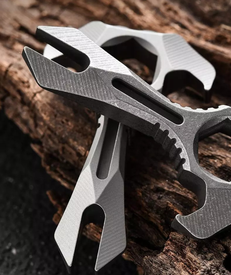Titanium Alloy Pry Bar Crowbar Wrench Can Opener EDC Outdoor Portable Multi Tool