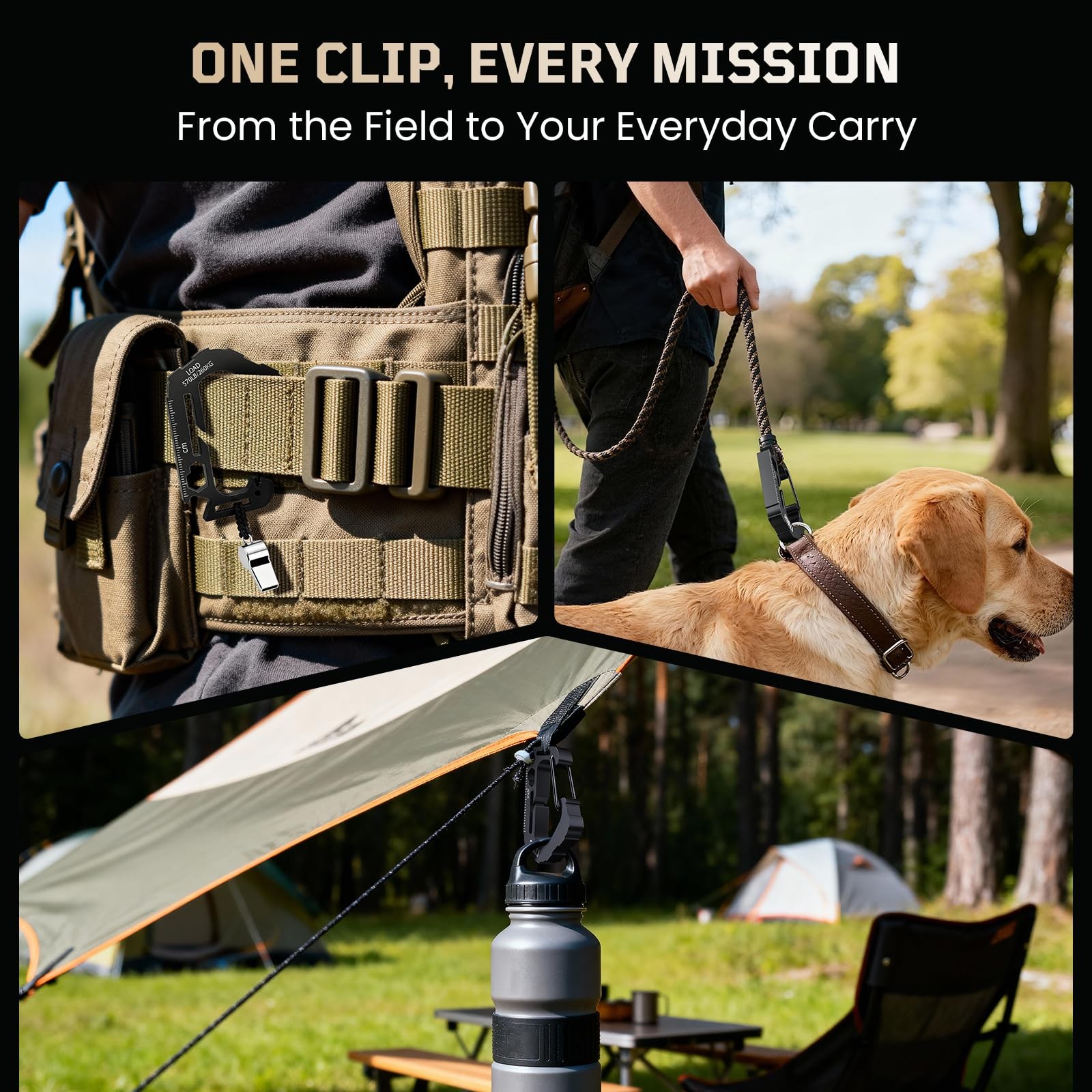 Heavy Duty MOLLE Gear Clip, 304 Stainless Steel Metal Connector for 1″ & 1.5″…