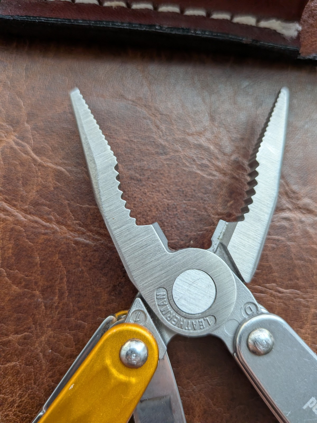 Retired Leatherman Juice C2 Multi-Tool Yellow Shell Laser Etched w/ Leather Case