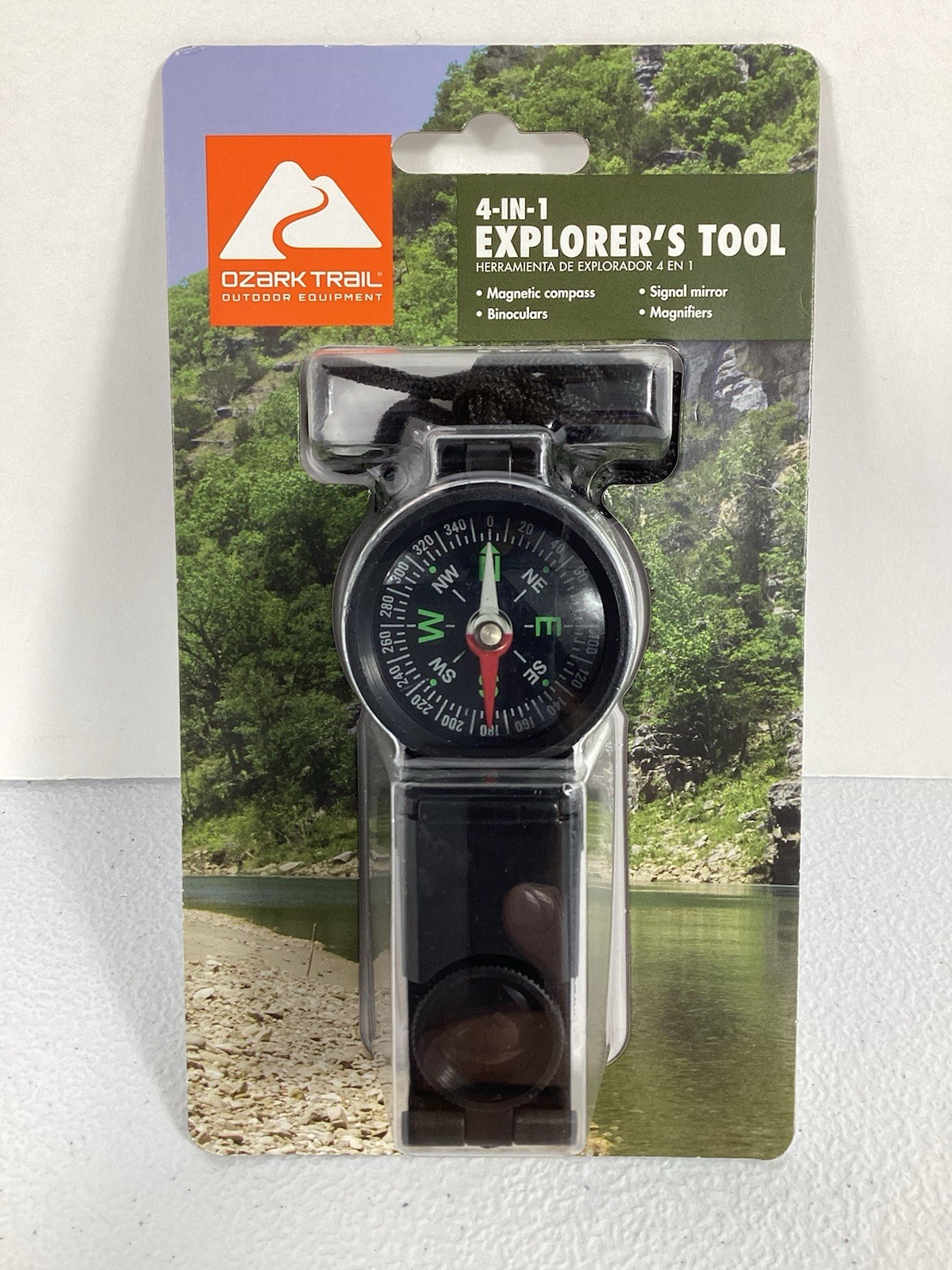Ozark Trail 4 in 1 Explorers Tool Magnetic Compass Binoculars Signal Magnifiers