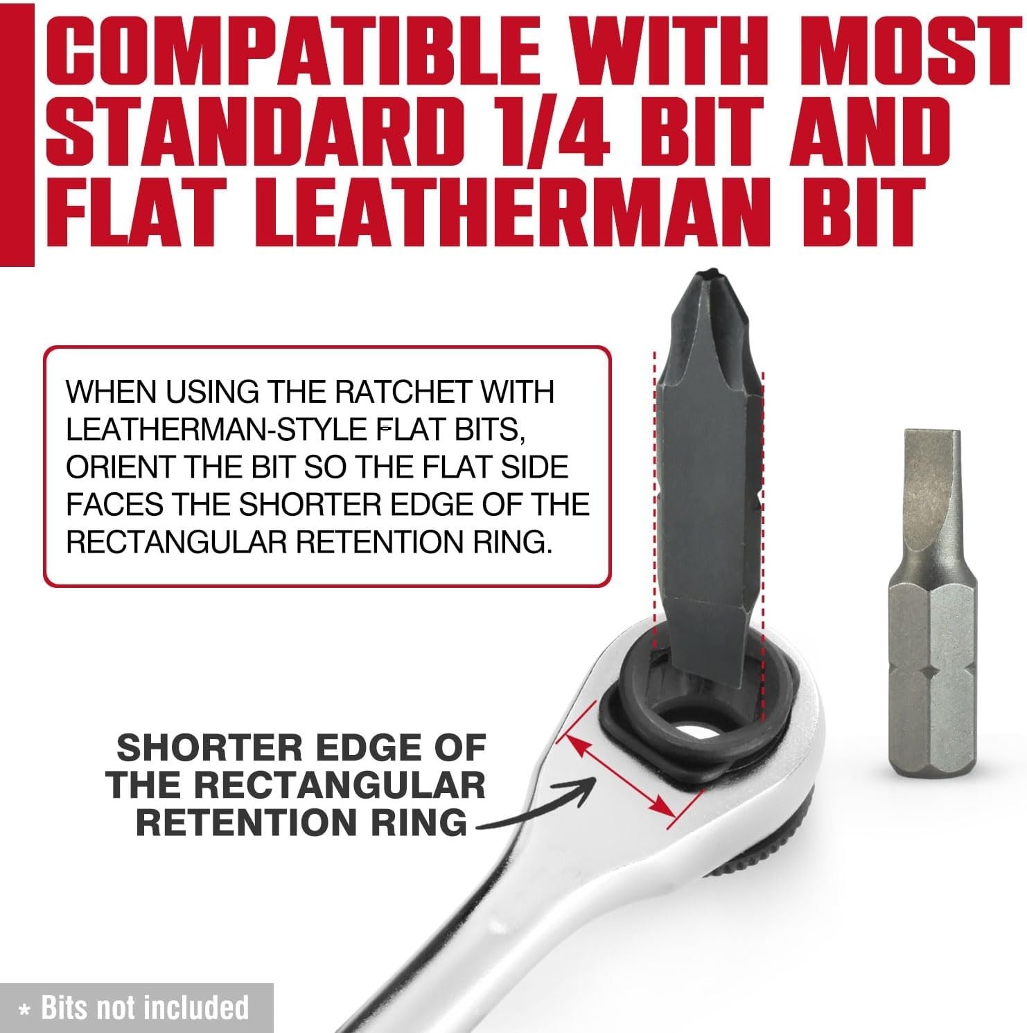 Flat Mini Ratchet Wrench – Compatible with Leatherman Multitool that uses Fla…