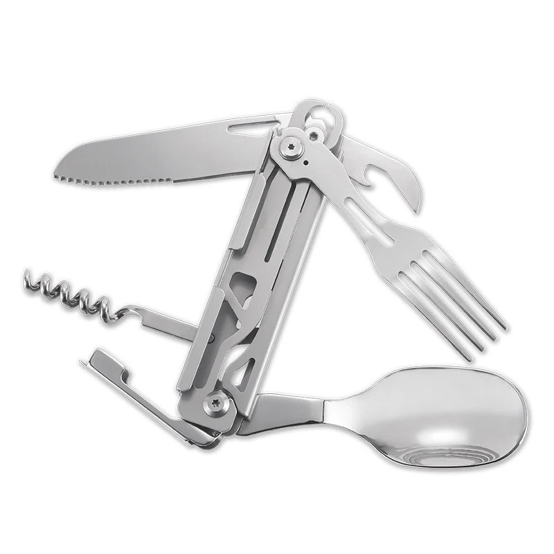 Multifunctional tableware Portable Stainless Steel Rope Knife Card Outdoor