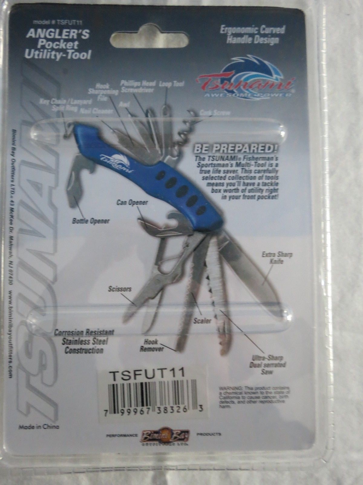TSUNAMI ANGLER’S POCKET UTILITY-TOOL -11 TOOLS -CORROSION RESISTANT SS #TSFUT11
