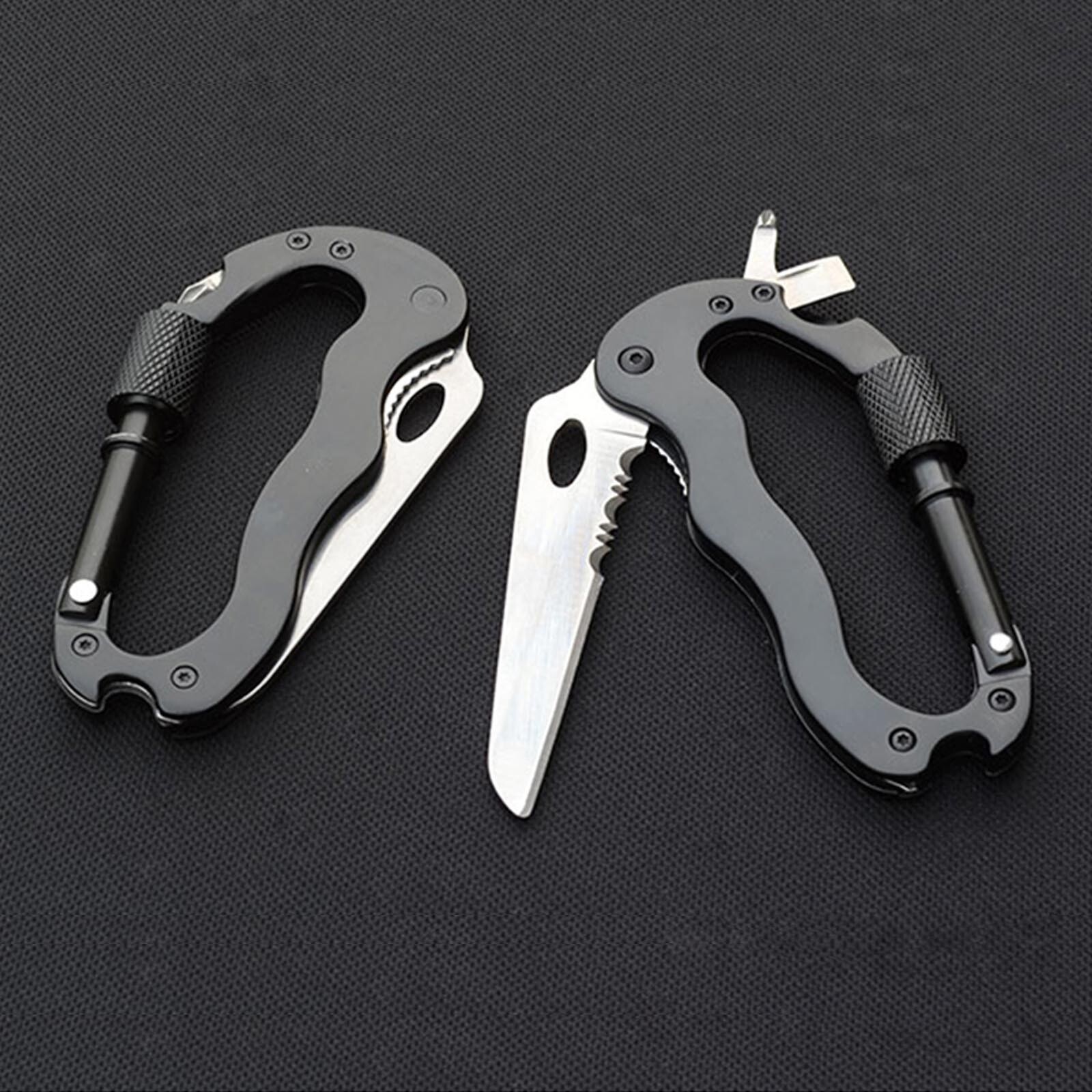 All-Purpose Multi-Tool with Bottle Opener Carabiner Philips Head Metal