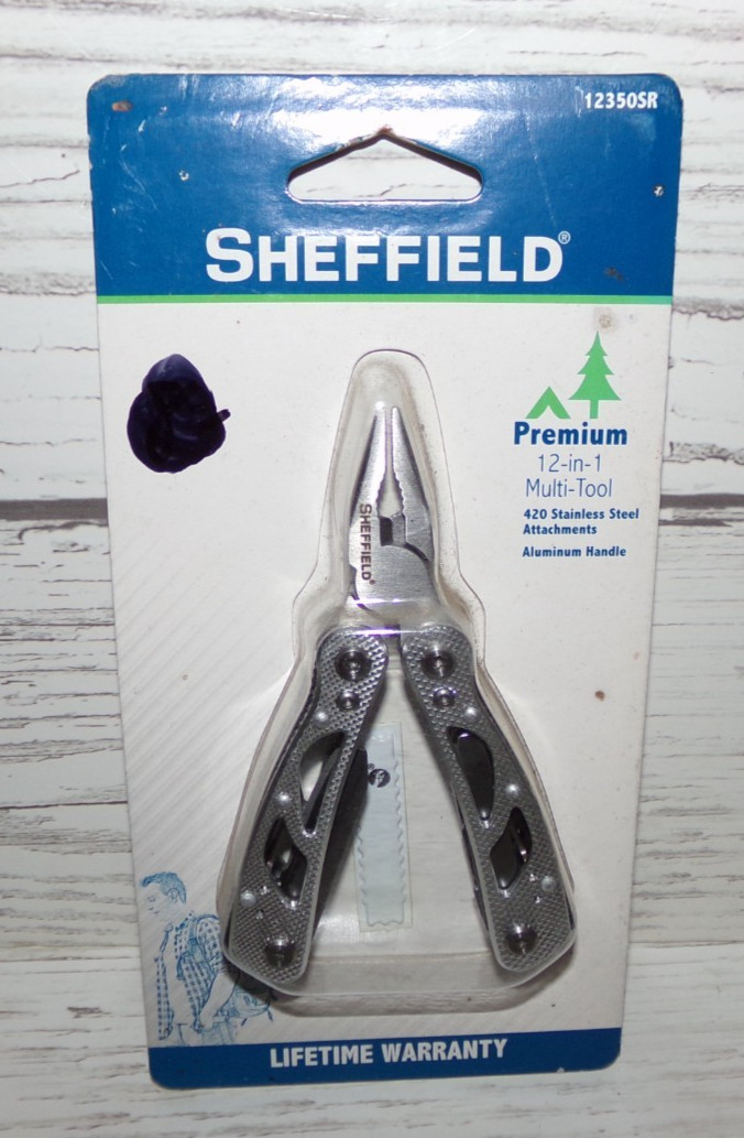 Sheffield 12350SR Premium 12-in-1 Multi tool Knife Camping Folding Tool NEW