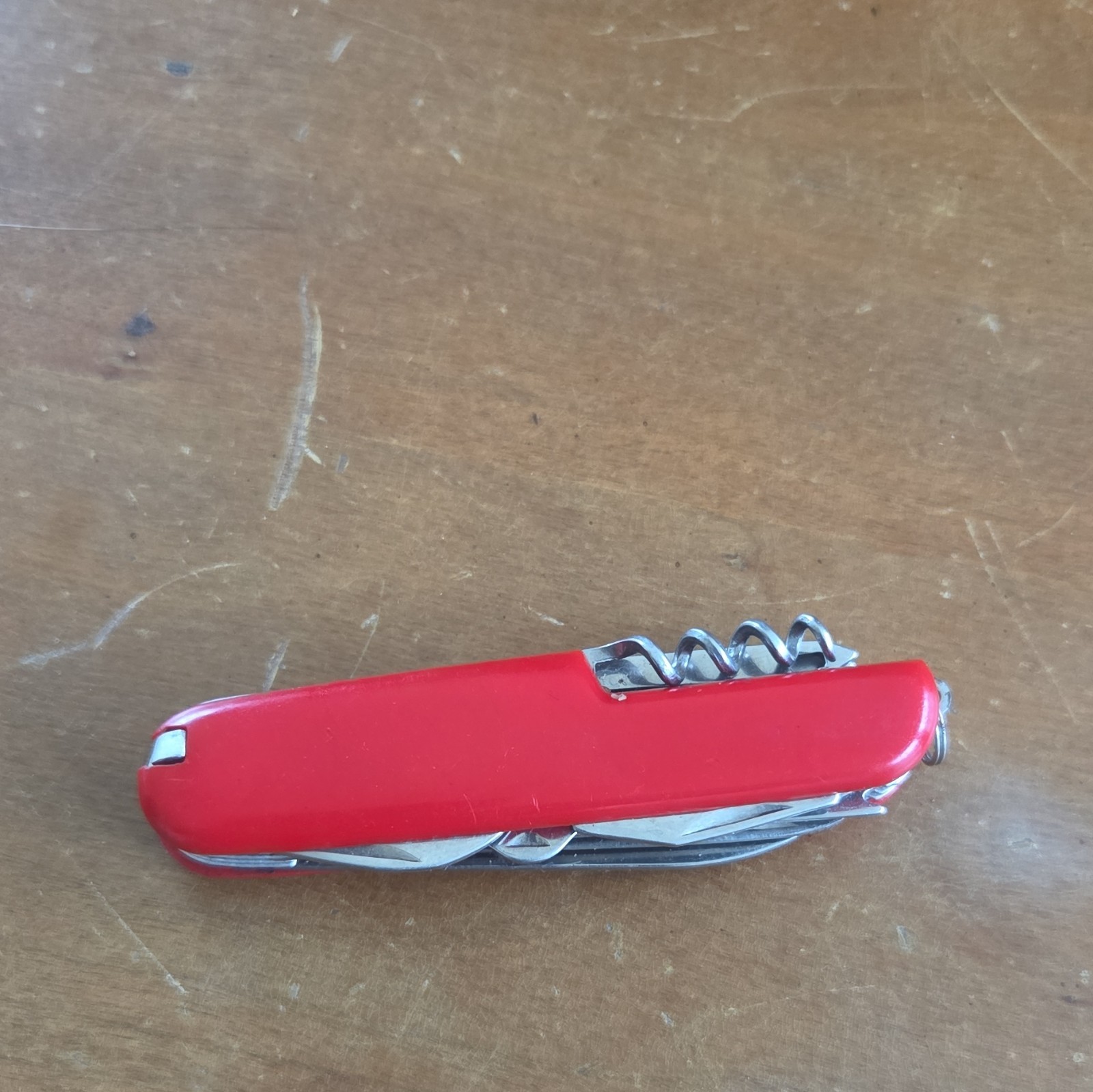 Red Camping Pocket Knife w/ Scissors Saw File Corkscrew Keyring