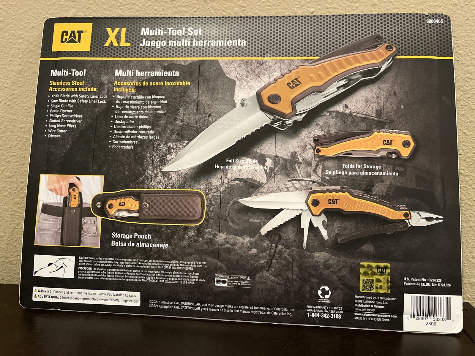 CAT XL 9-IN-1 MULTI-TOOL SET FULL SIZE KNIFE BLADE & PLIERS + BELT LOOP SHEATH