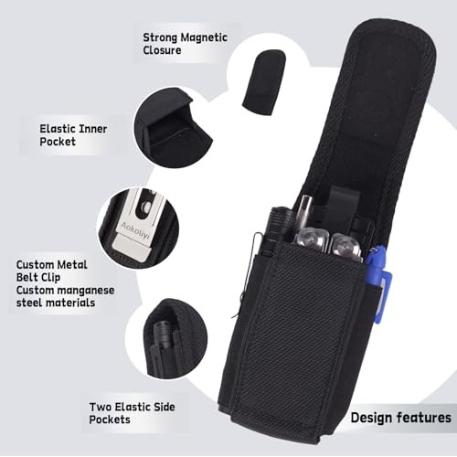 Multitool Sheath – Magnetic Closure EDC Belt Pouch Organizer with Belt Clip &