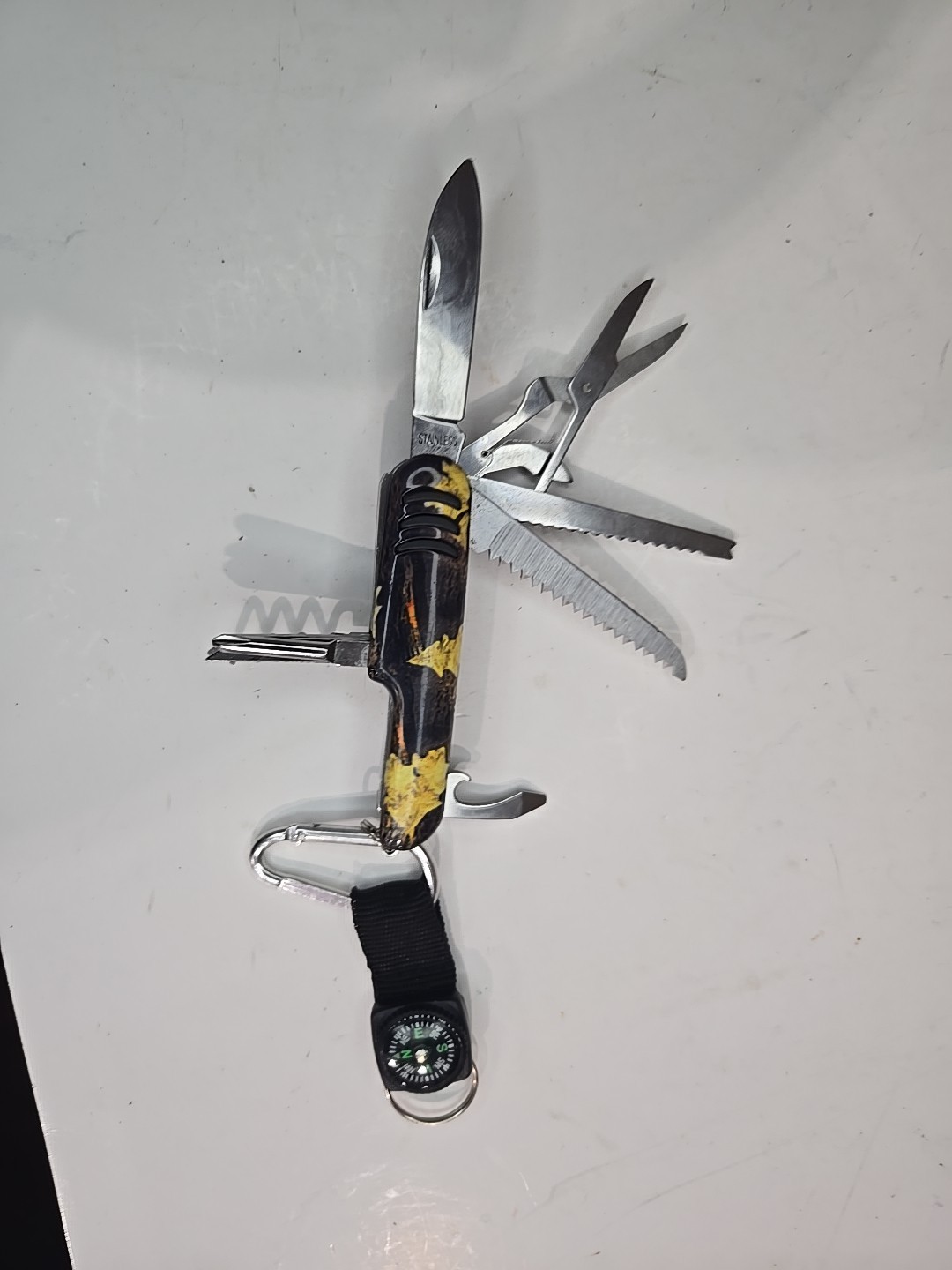 Multi-Purpose, Chrome, Multi-Tool Pocket Knife Saw Corkscrew File & More 11 in 1