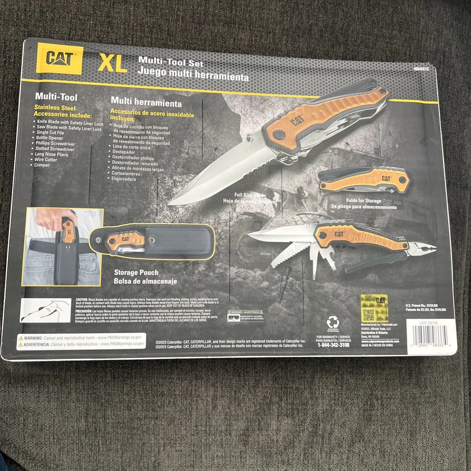 CAT XL 9-in-1 Multi-Tool, Full Size Knife Blade and Pliers, Carrying Case
