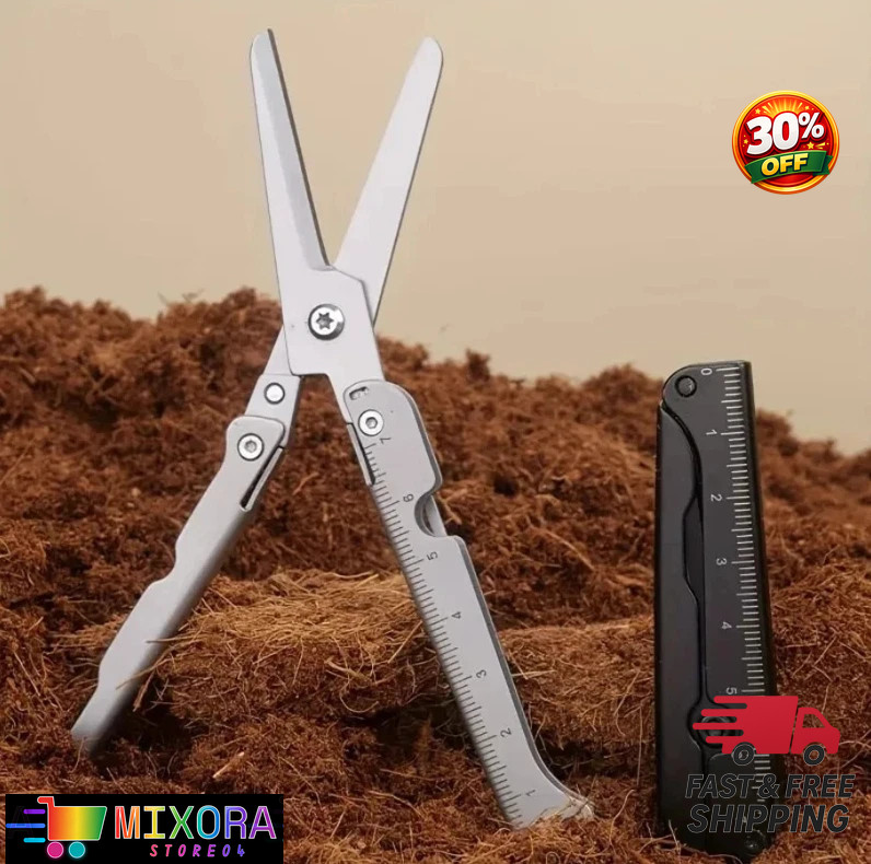 1pc Multifunctional Folding Stainless Steel Survival Scissors Portable EDC Tool