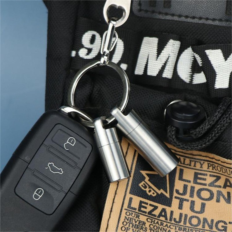 Waterproof Titanium Pill Holder Case Keychain Small Pill Box Container Organizer
