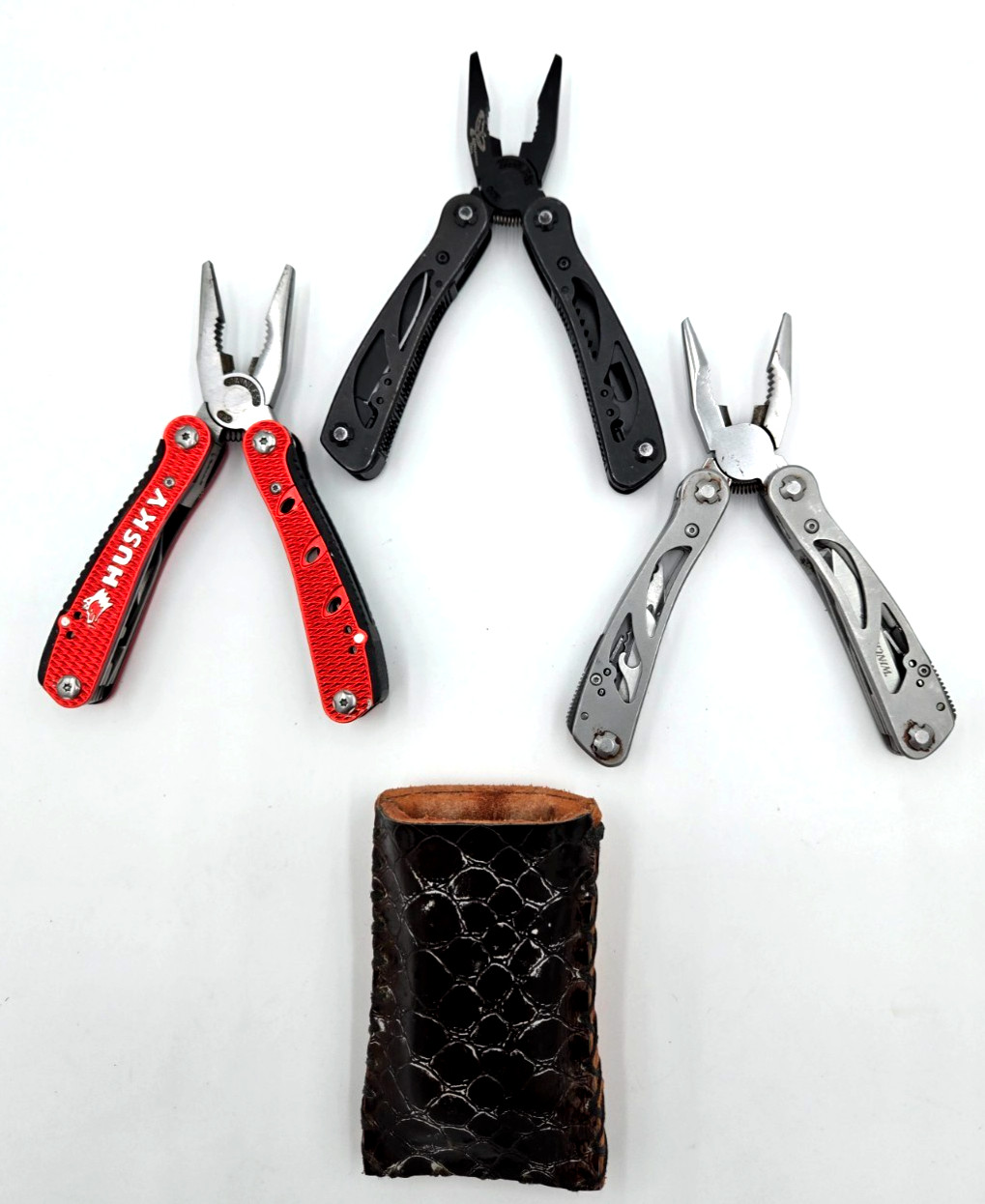 Lot of 3 Multi Tools Husky Winchester Appalachian Trail w/ Leather Pouch EDC