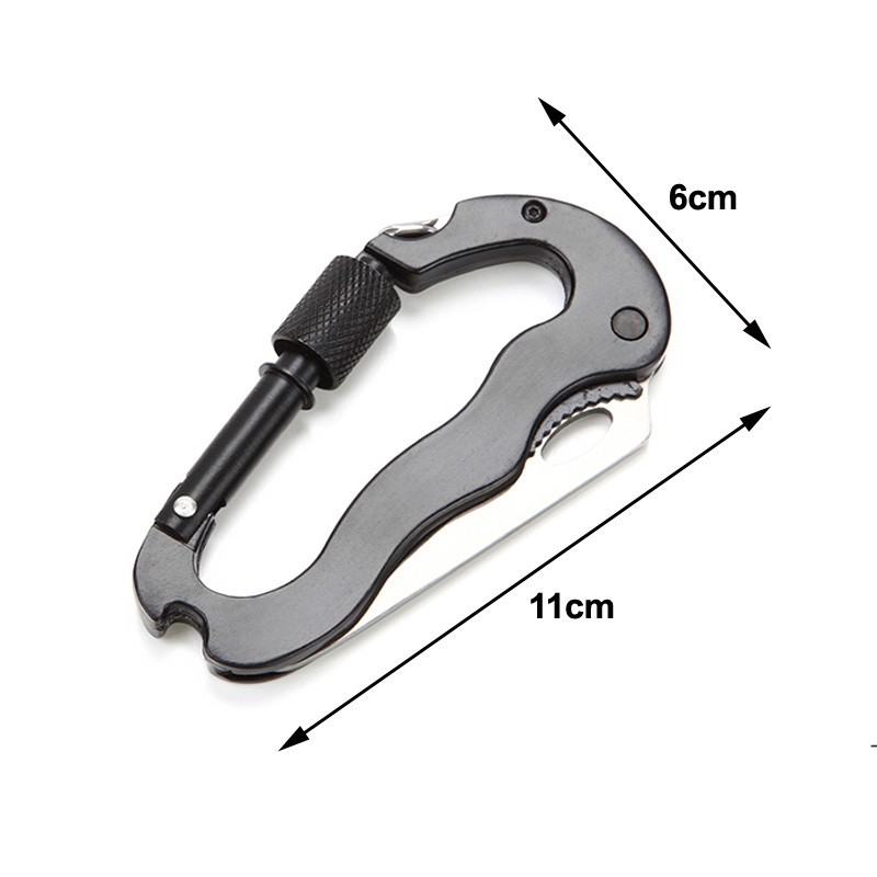 Aluminum Climbing Carabiner Hook Gear outdoor Survival Tools Black Multi 5 in 1