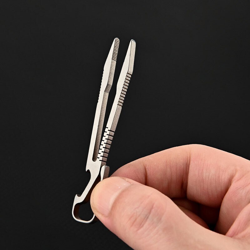 Hot Mini Lightweight Titanium Alloy Keychain Tweezers Portable EDC Outdoor Tool